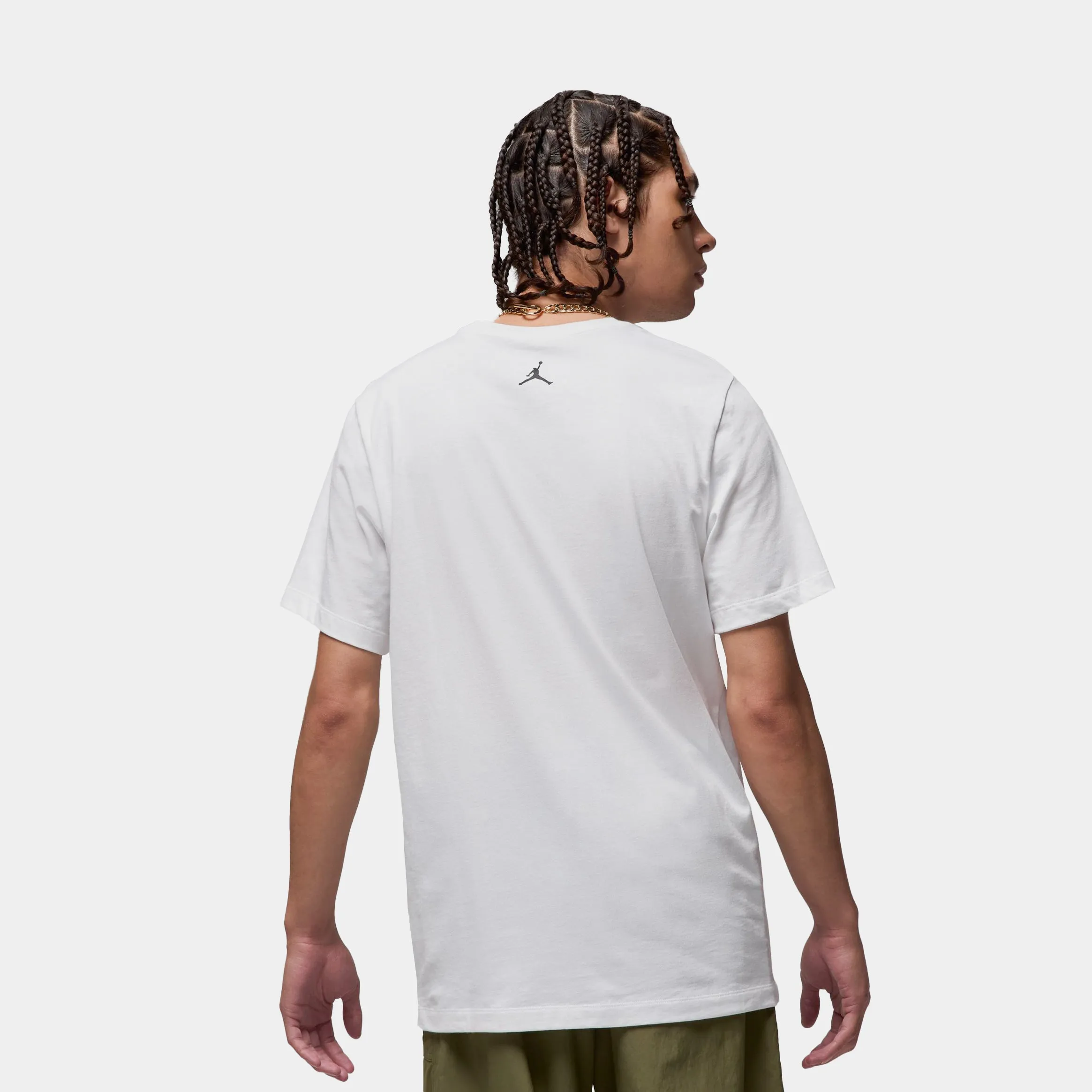 Michael Jordan Brand Photo Mens Short Sleeve Shirt (White/Black) Minimal Layers