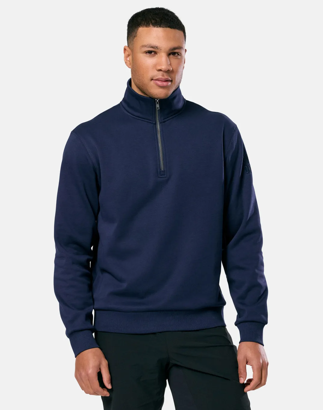 Cozy Layers Drawcord Hood Clubhouse Half Zip in Twilight Navy
