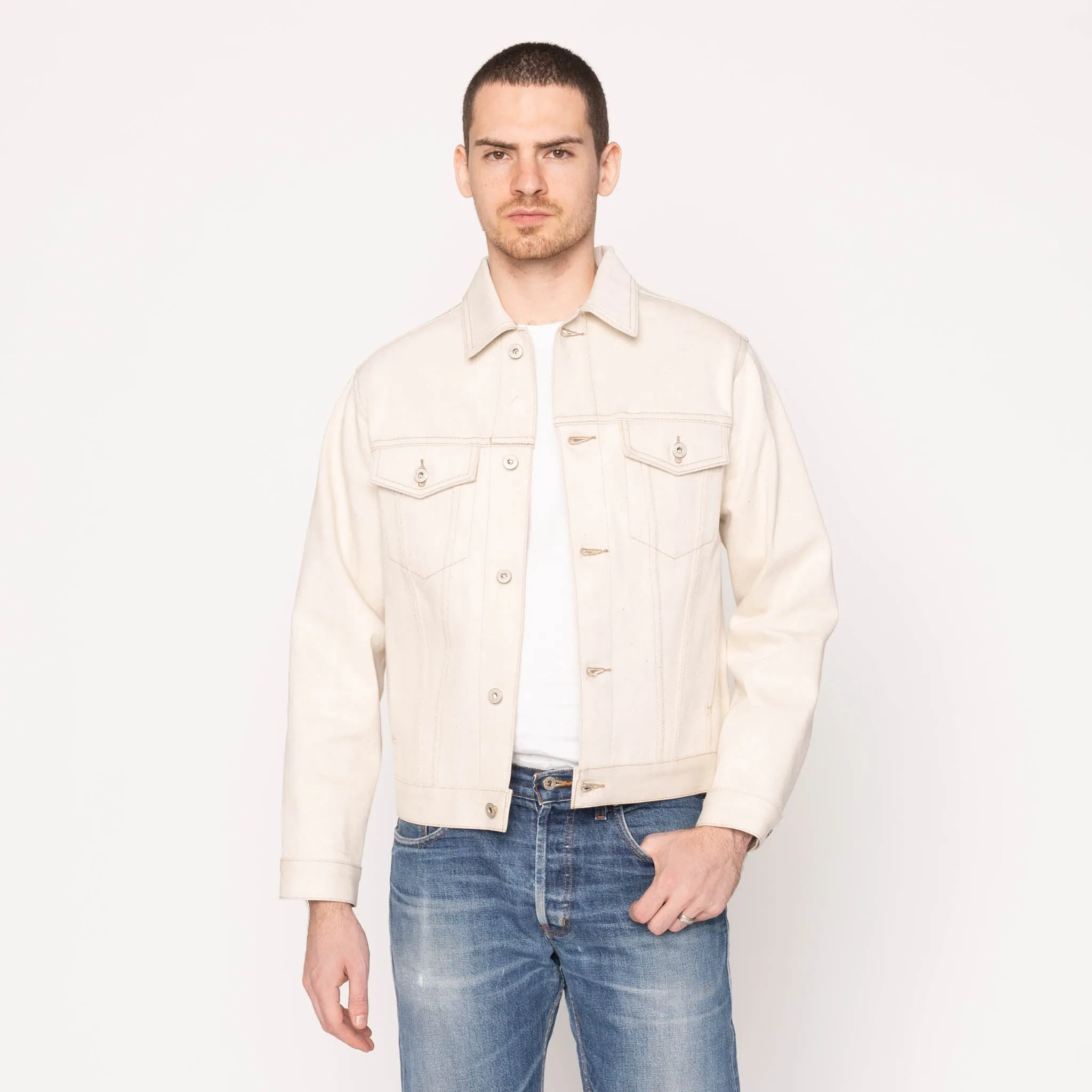Denim Jacket - All Natural Ecru Foxfibre? Selvedge Everyday Layer Style