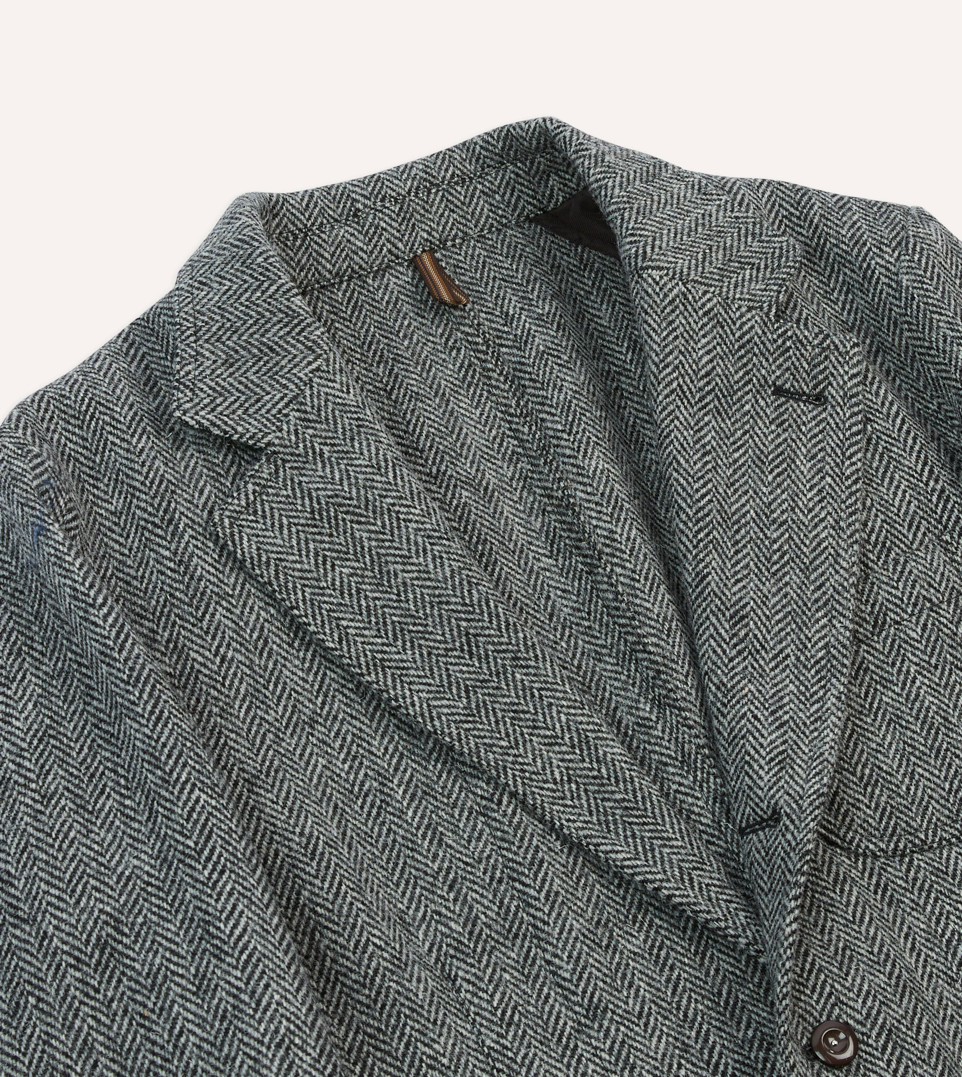 Double Stitch Seams Grey Herringbone Harris Tweed Games Blazer Mk. VII