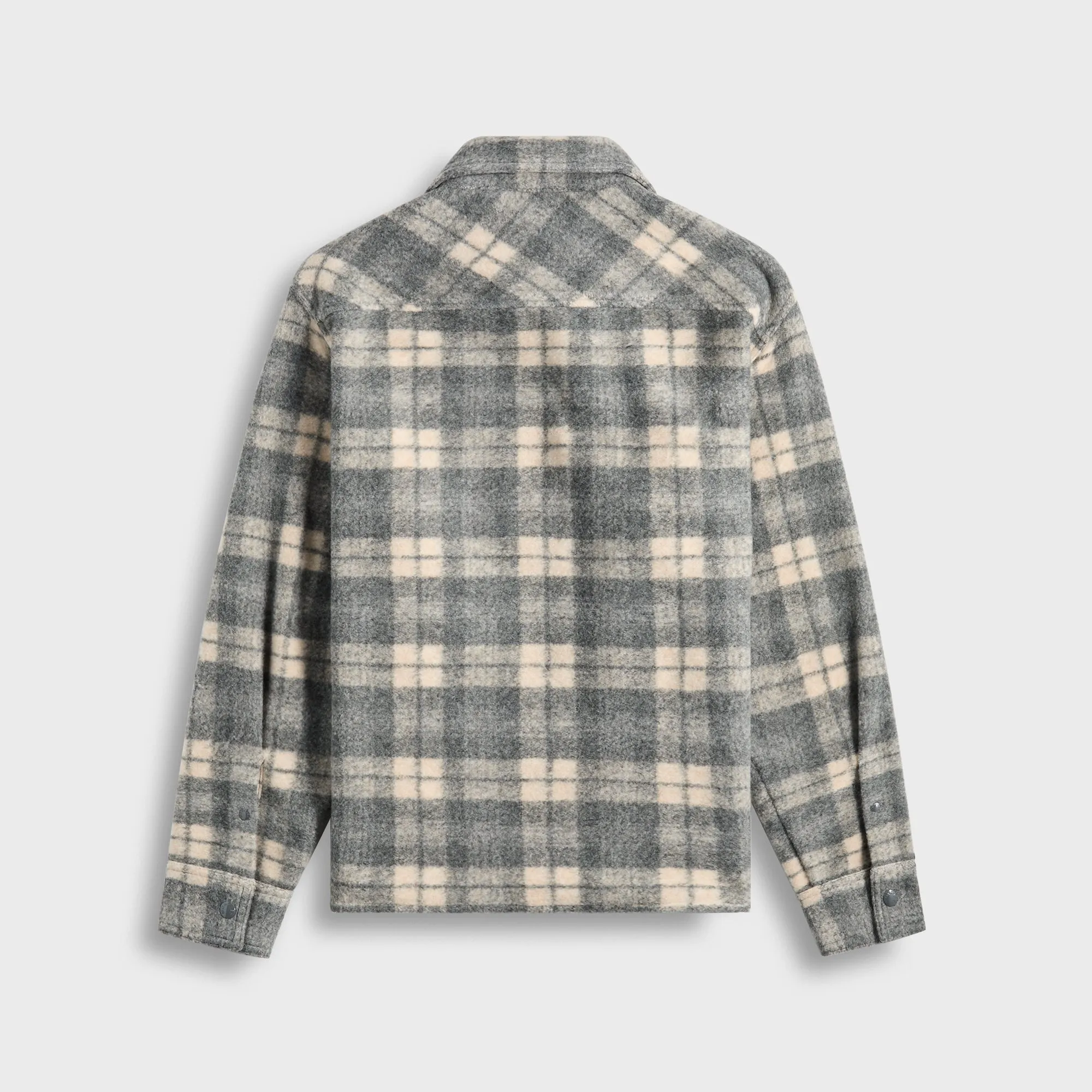 Fray Resistant Edges Ergonomic Cut Moncler Plaid Overshirt - Grey / Multi