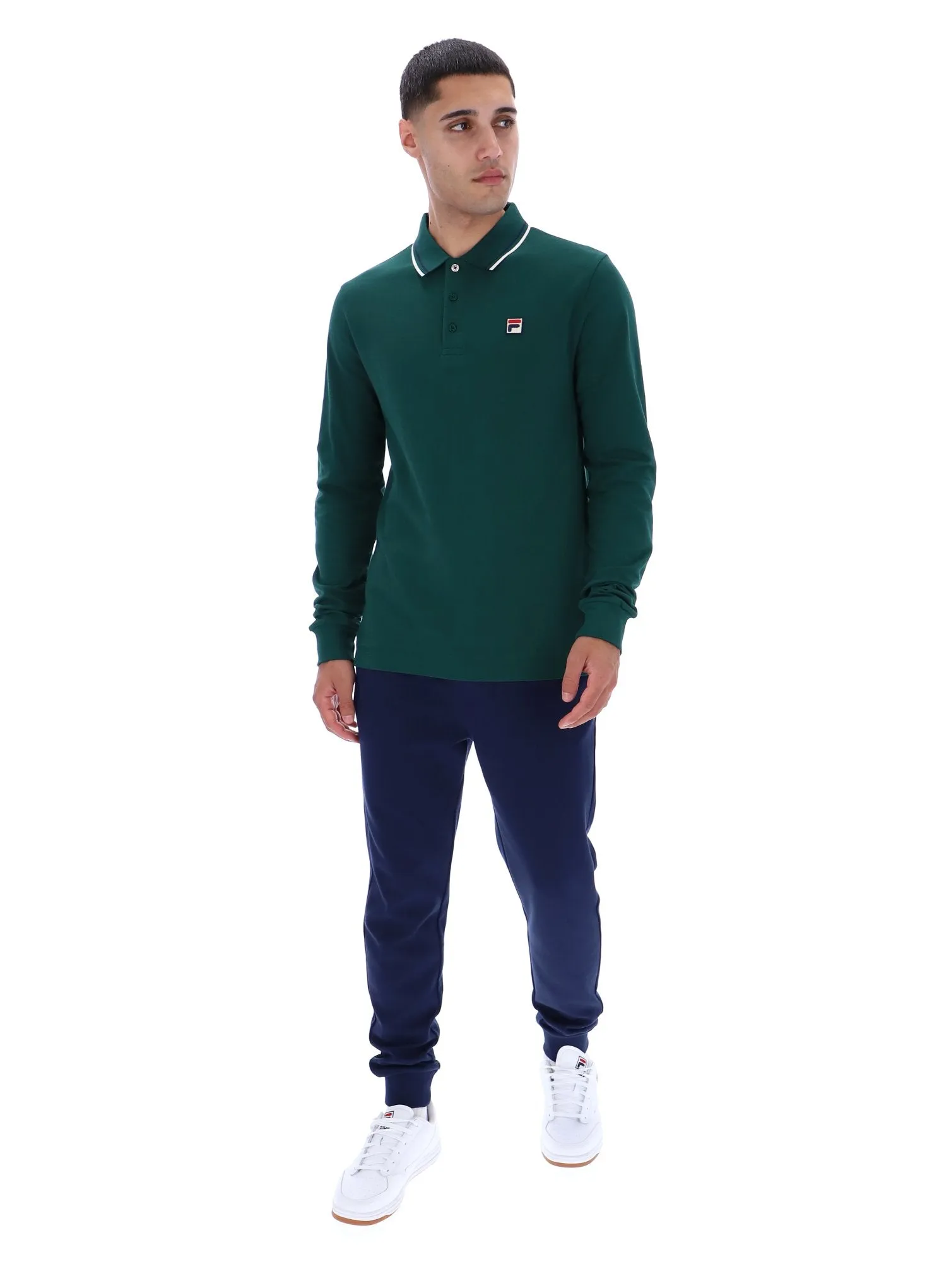 Drop Shoulder Cut Comfy Stretch Wear Monte Tipped Collar Long Sleeve Polo