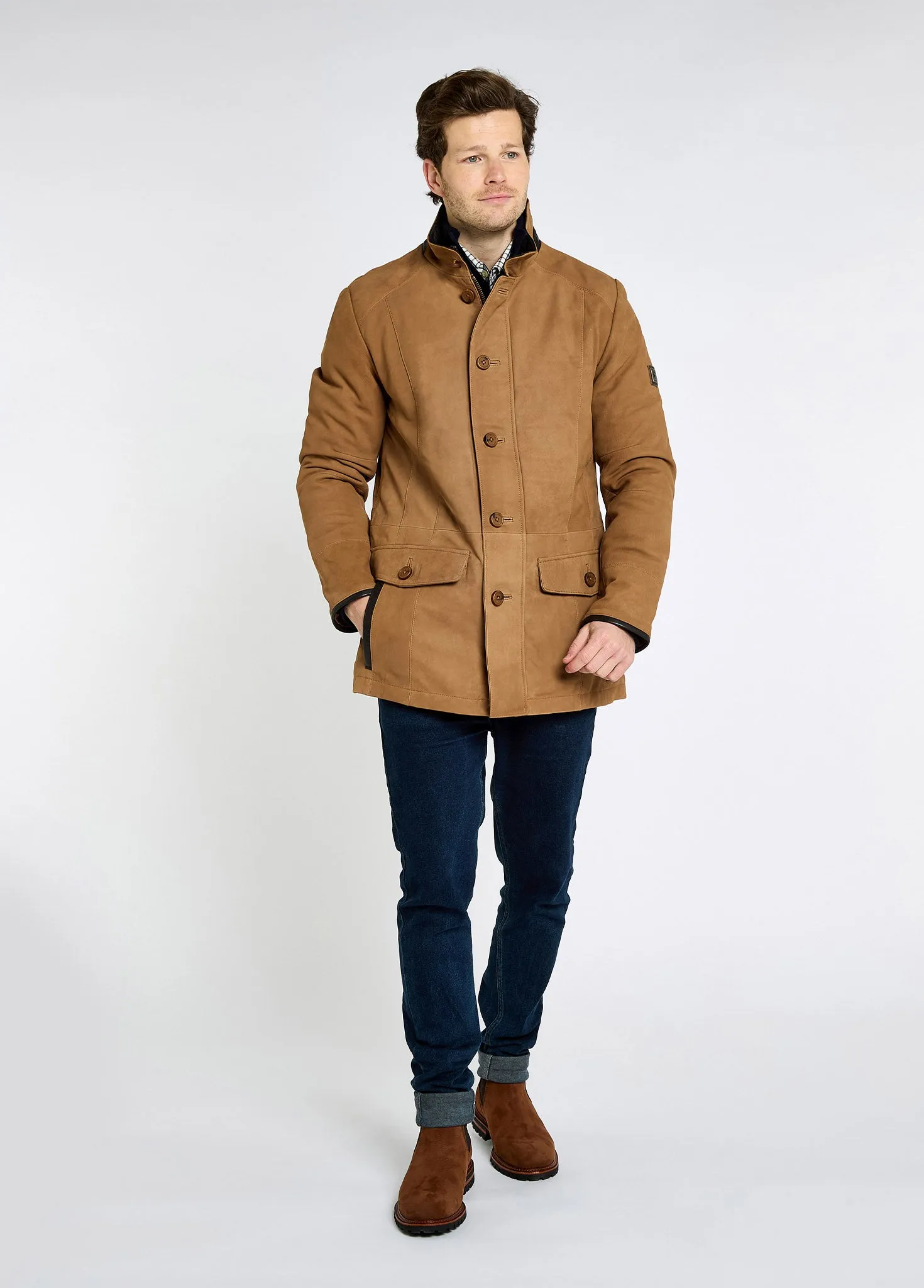 Moore Leather Jacket - Tan Roll up sleeves