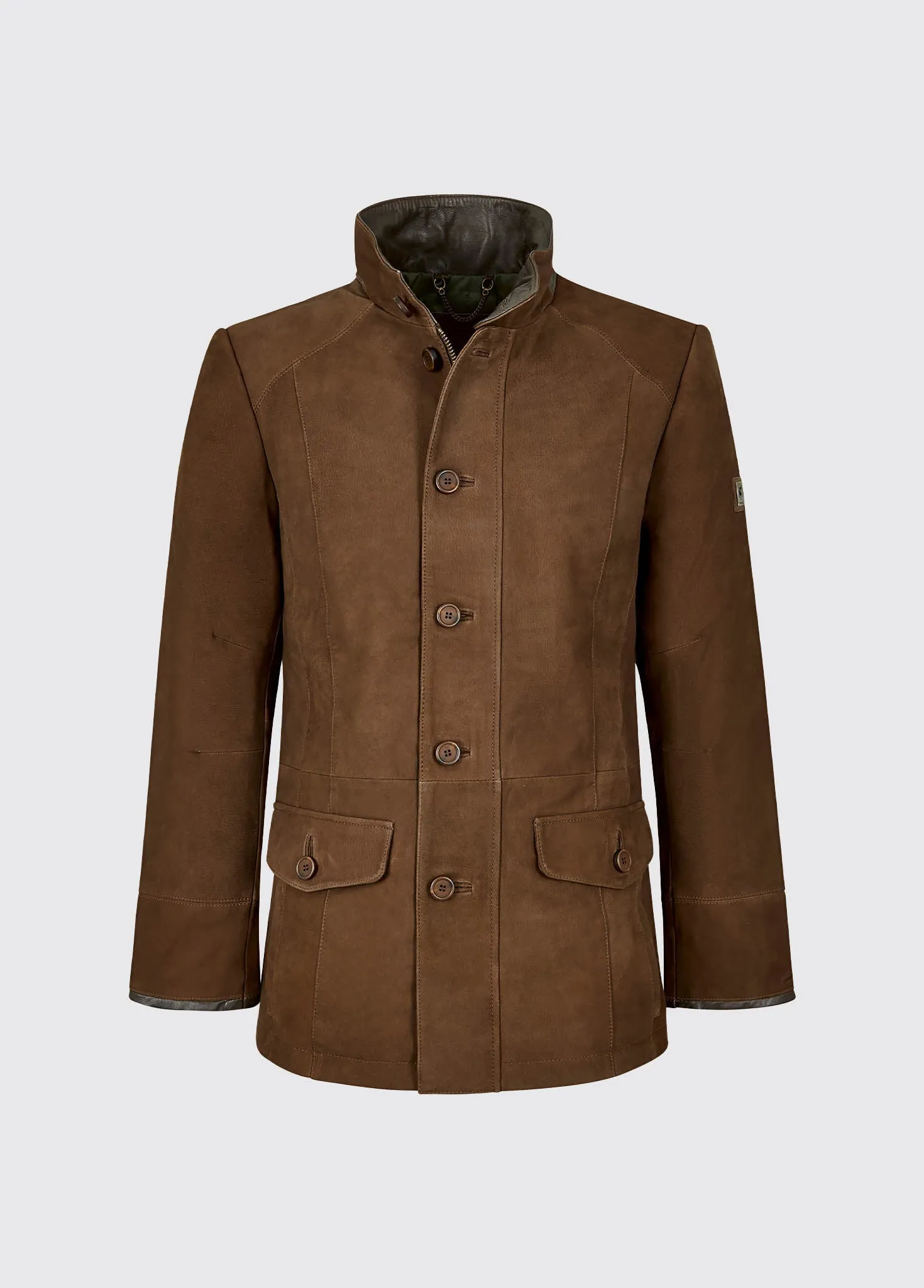 Sleek Casual Convertible Features Moore Leather Jacket - Walnut