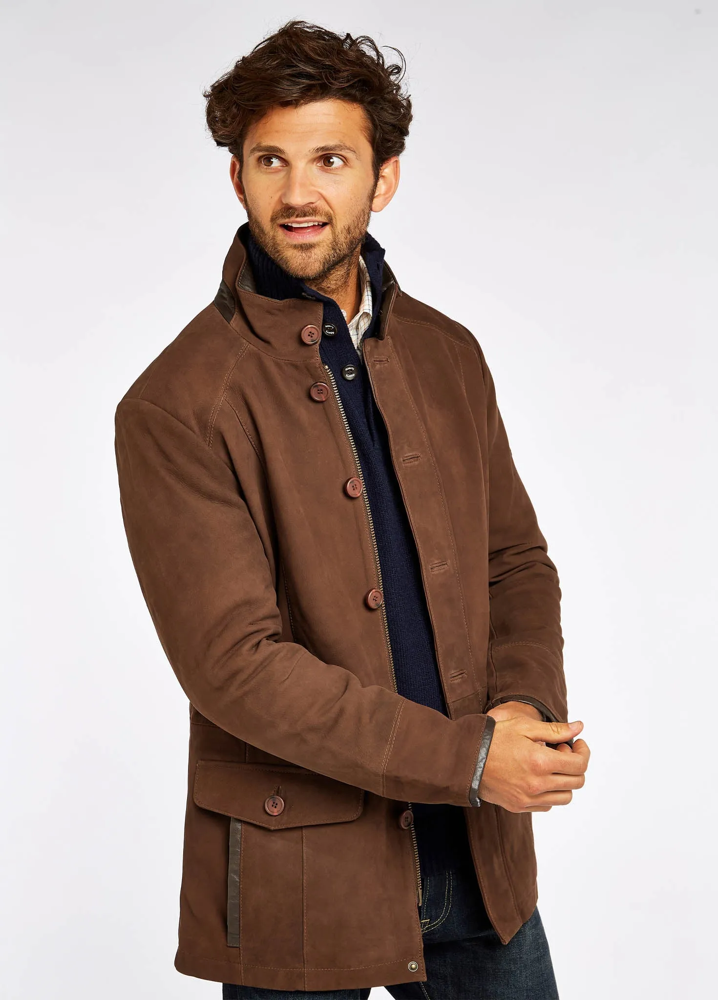 Travel Light Fit Moore Leather Jacket - Walnut