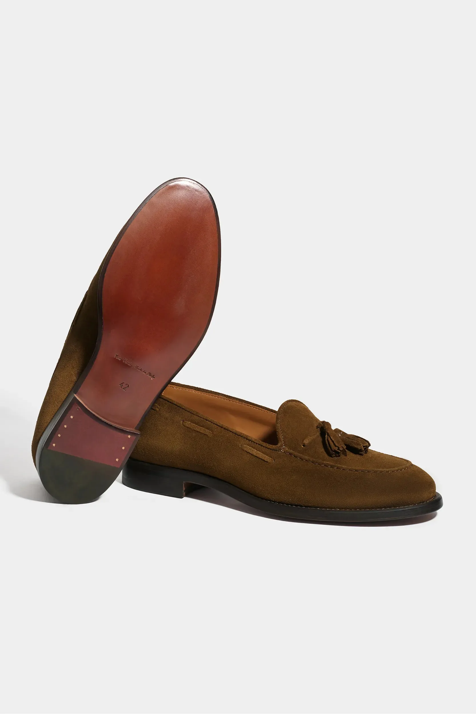 Cruise Wear Firm Power Cognac suede tassel loafers - Made In Italy