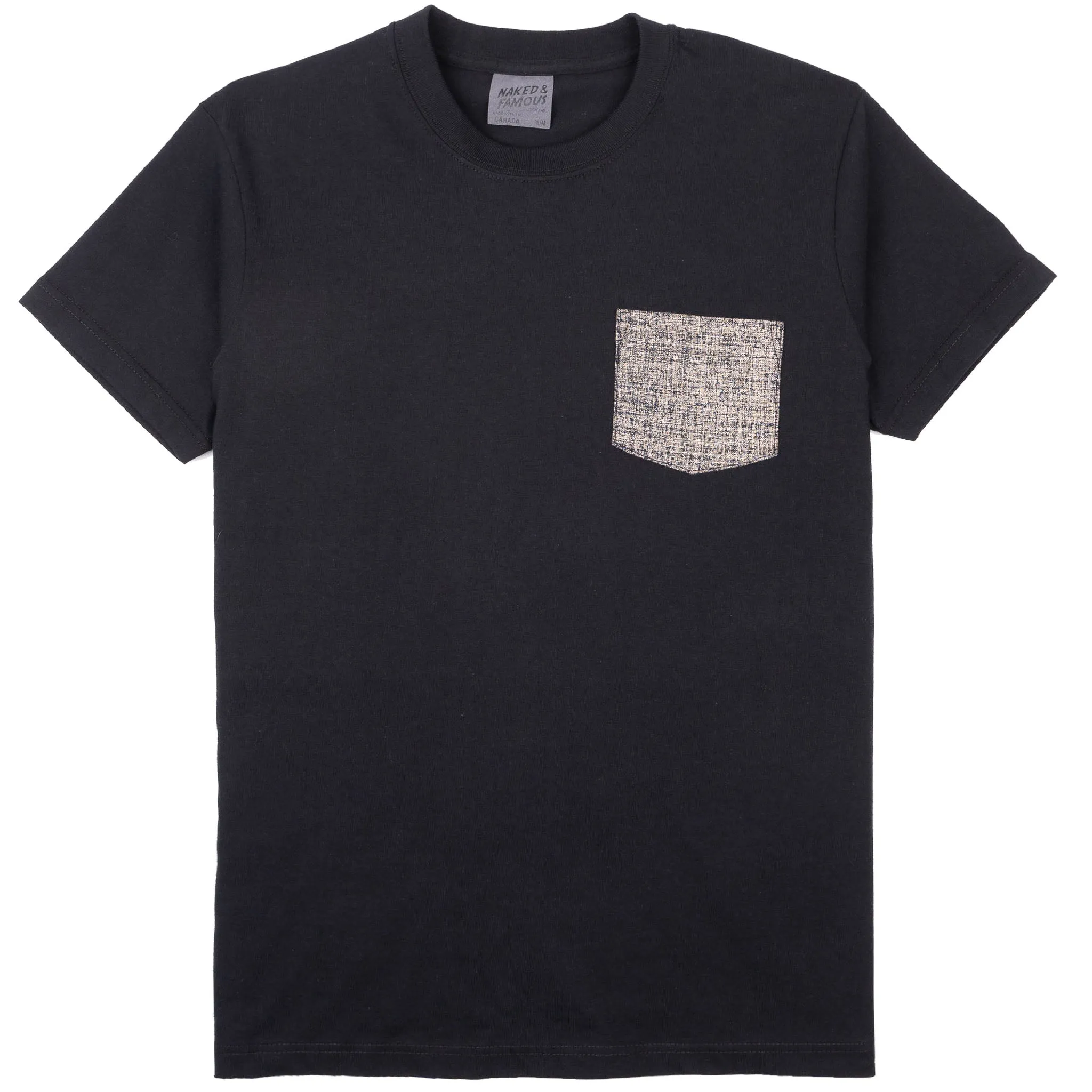 Pocket Tee - Black - Kimono Scramble - Indigo certified Versatile Design