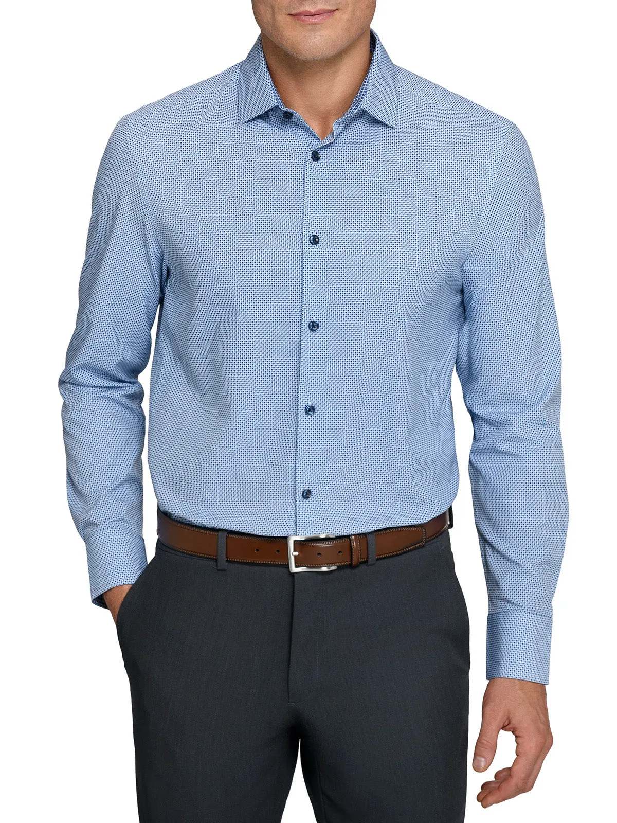 Abstract print Trendy Design MULTI HOUNDSTOOTH PRINT 4 WAY PERFORMANCE DRESS SHIRT