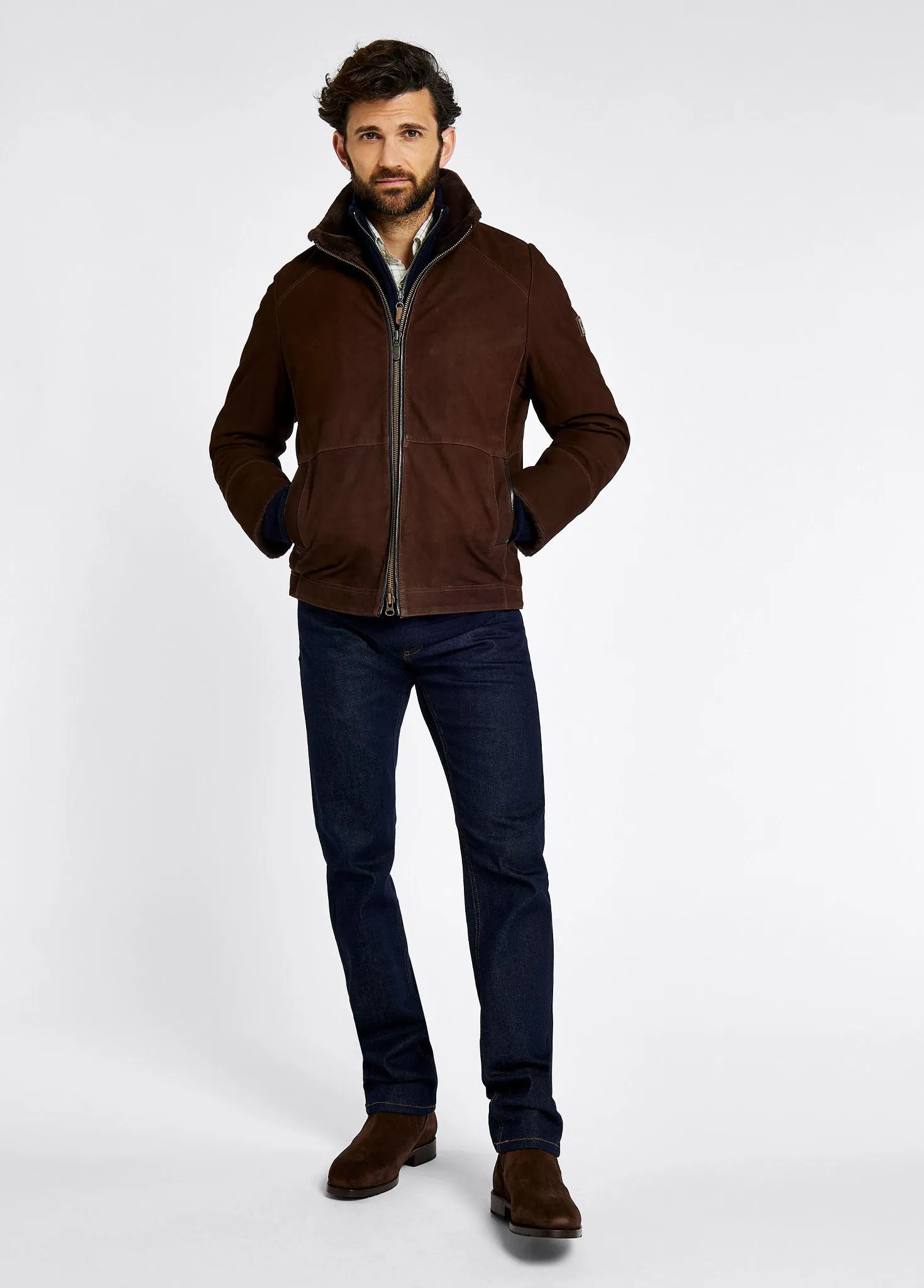 Relaxed Daily Style Merriman Men??s leather jacket ?C Walnut