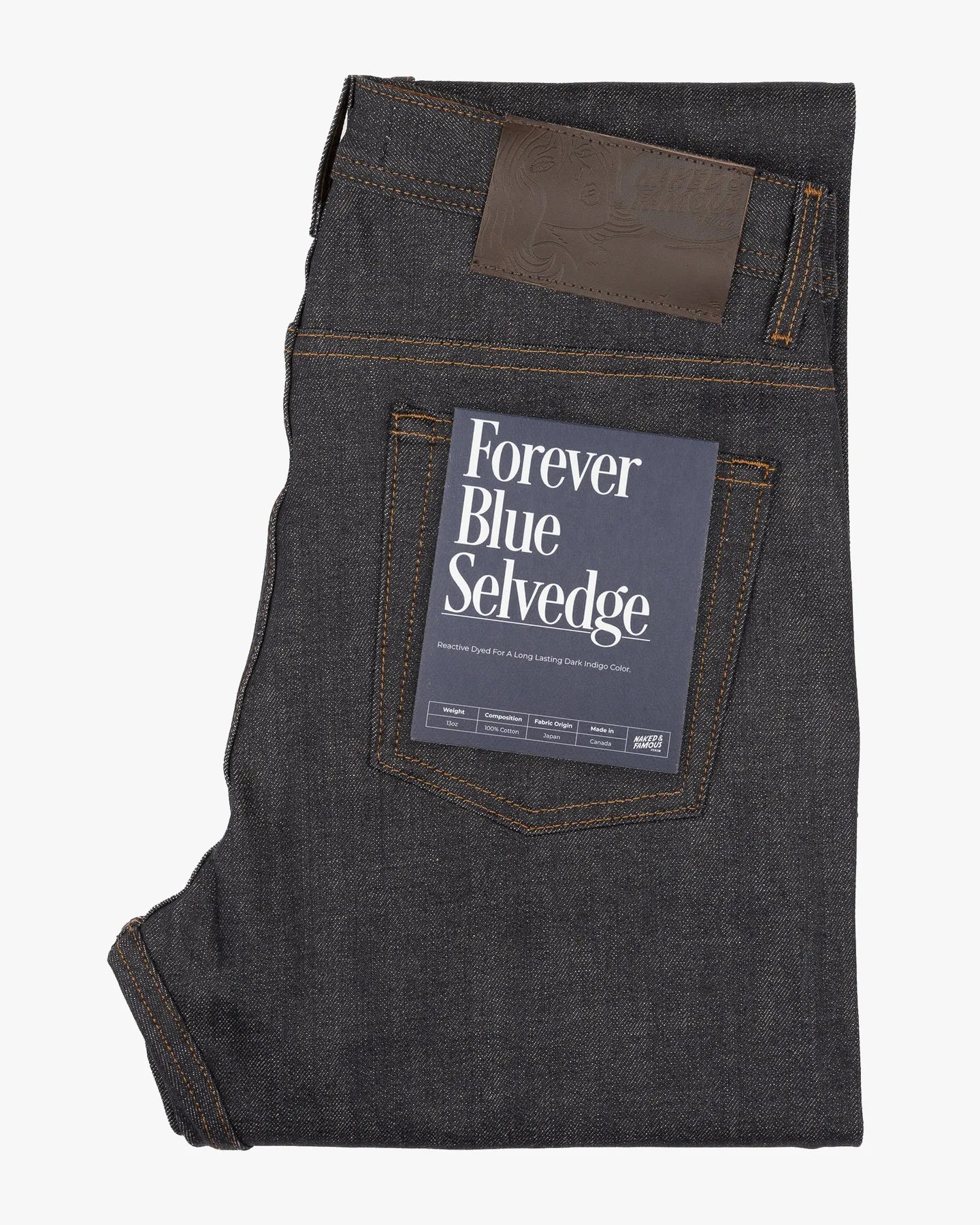 Casual Staple Naked & Famous Denim Weird Guy Regular Tapered Mens Jeans - Forever Blue Selvedge