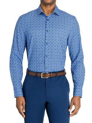 Durable Stitching Perfect Layering NAVY FLORAL PERFORMANCE DRESS SHIRT