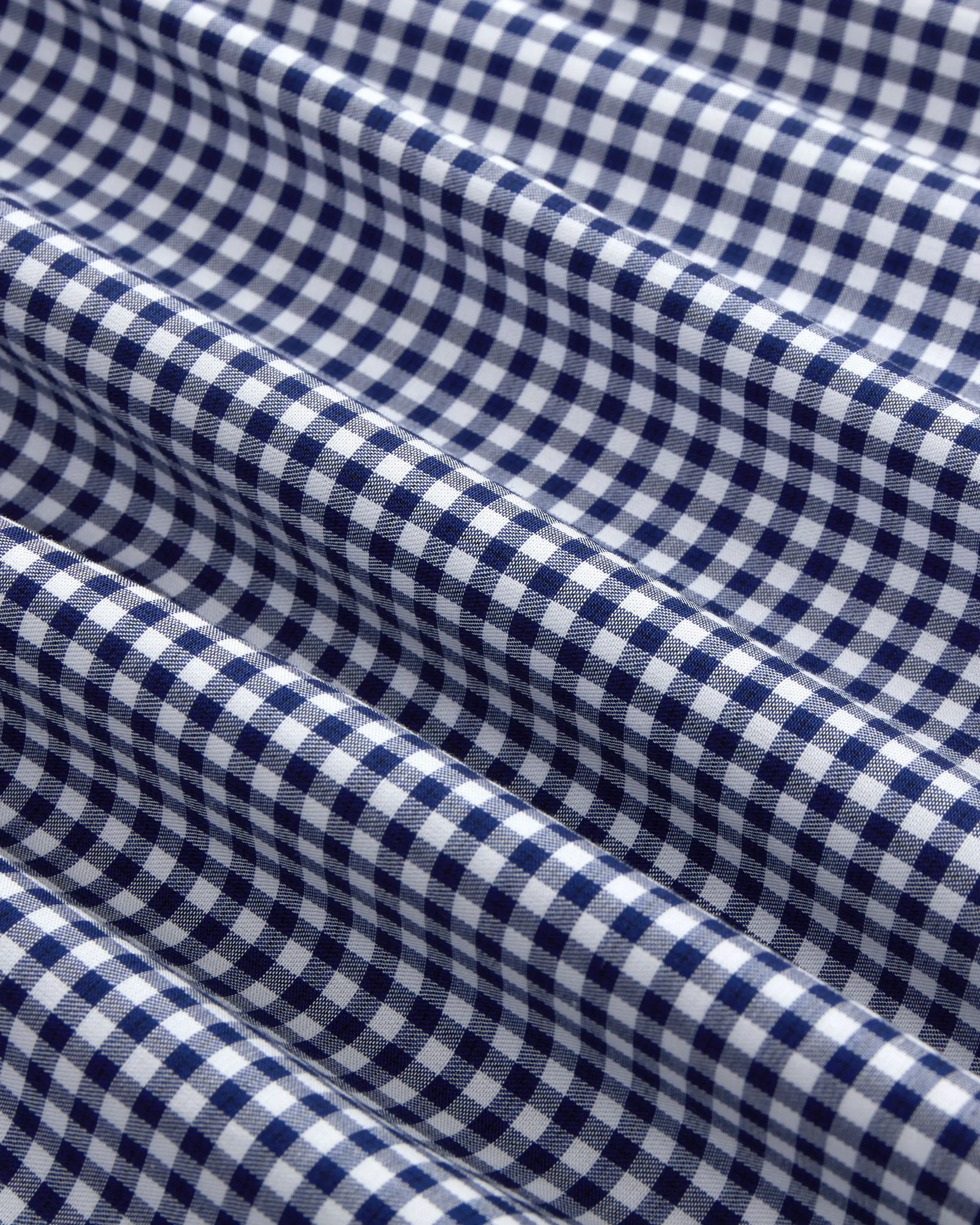 UV Protective Fabric Holiday Special Navy Gingham Spread Collar Dress Shirt - Trim Fit