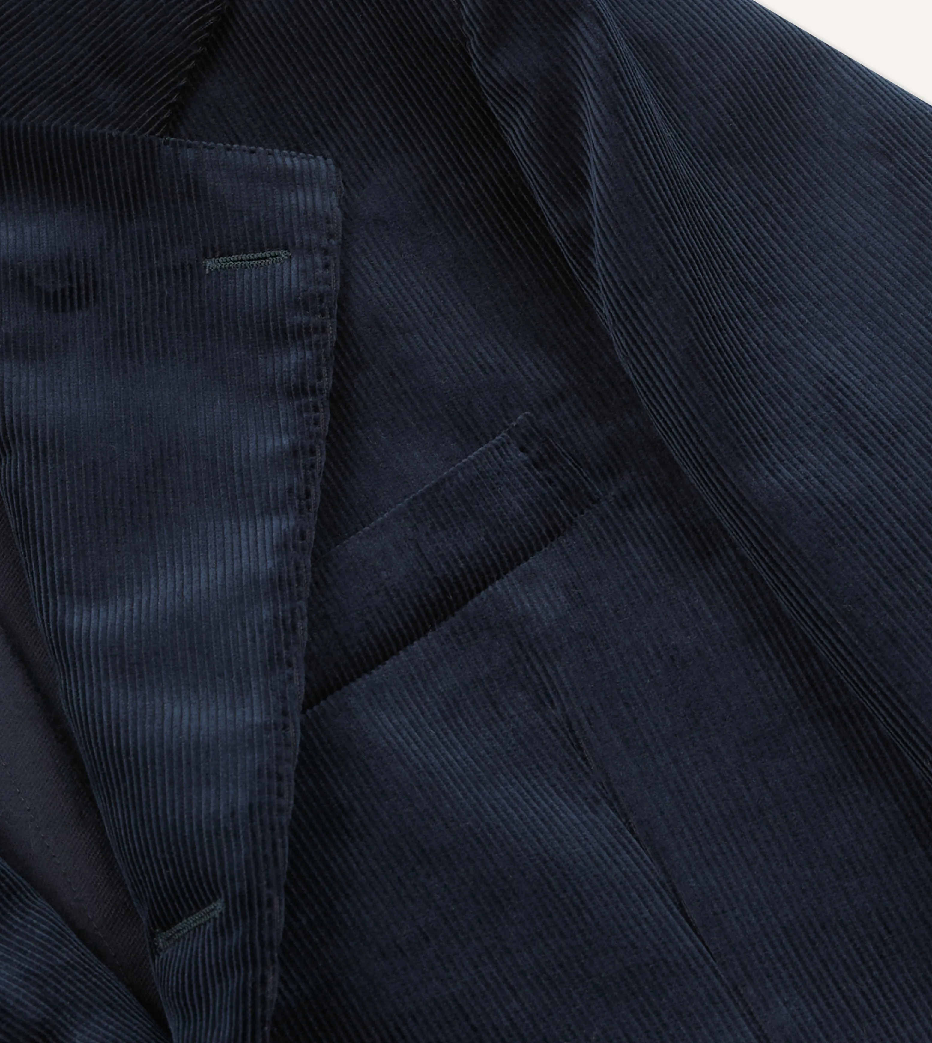 Navy Mid-Wale Cotton Corduroy Tailored Jacket Non Restrictive Tailoring QuickDry Fabric