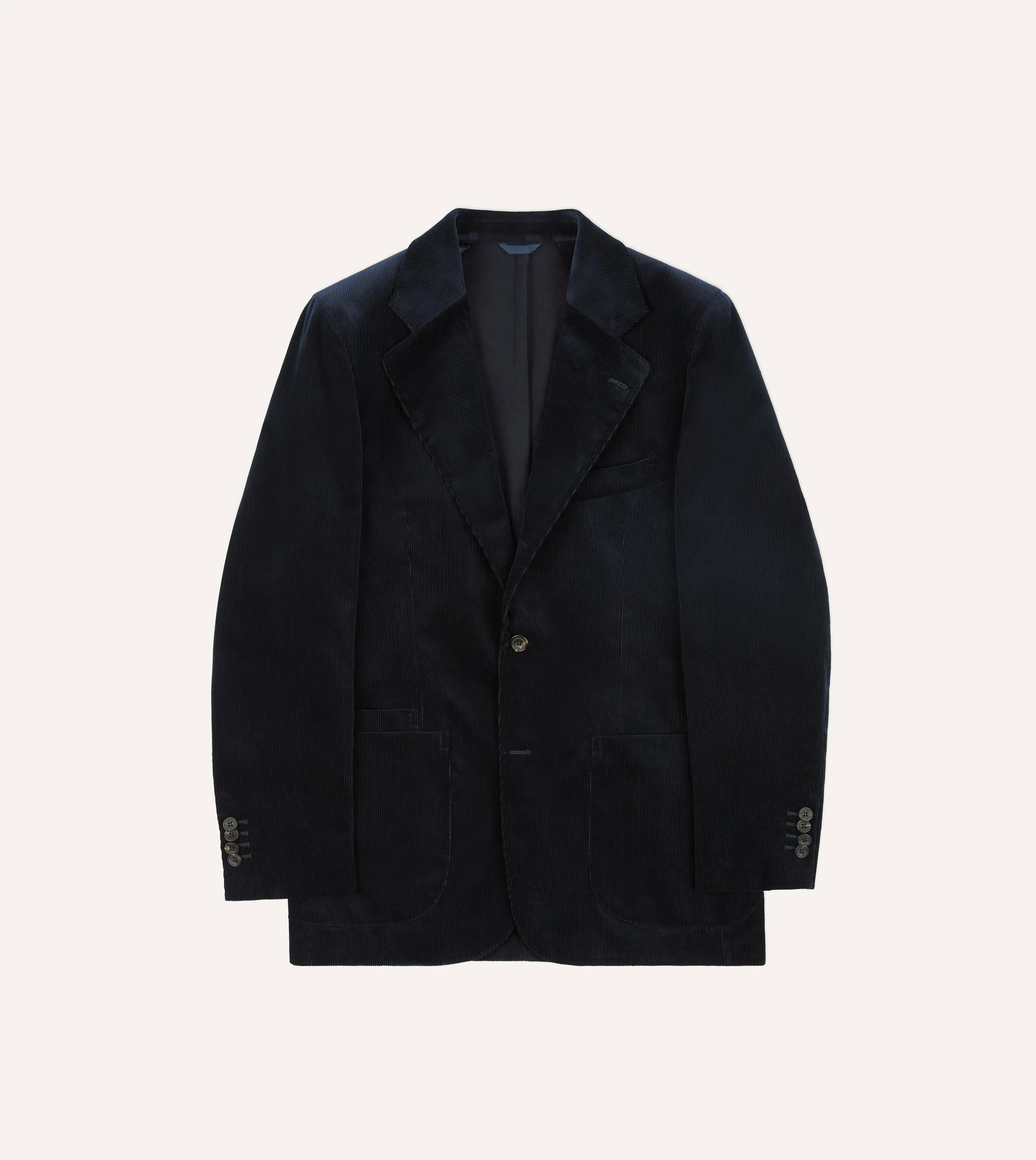 Navy Mid-Wale Cotton Corduroy Tailored Jacket Easy Care Machine Washable Trail To Town
