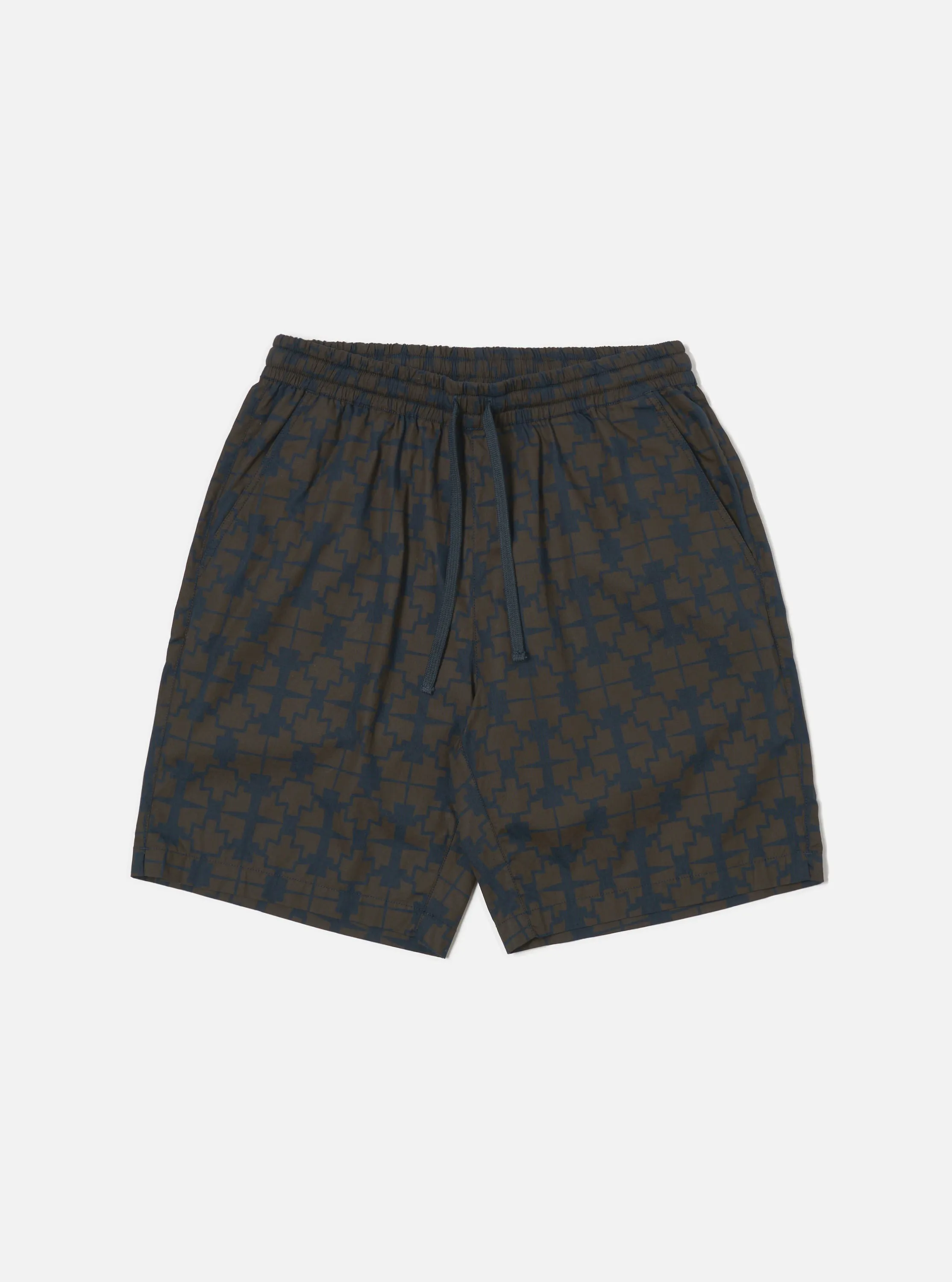 Navy Mitla Print Cotton Simple Short Move Flow