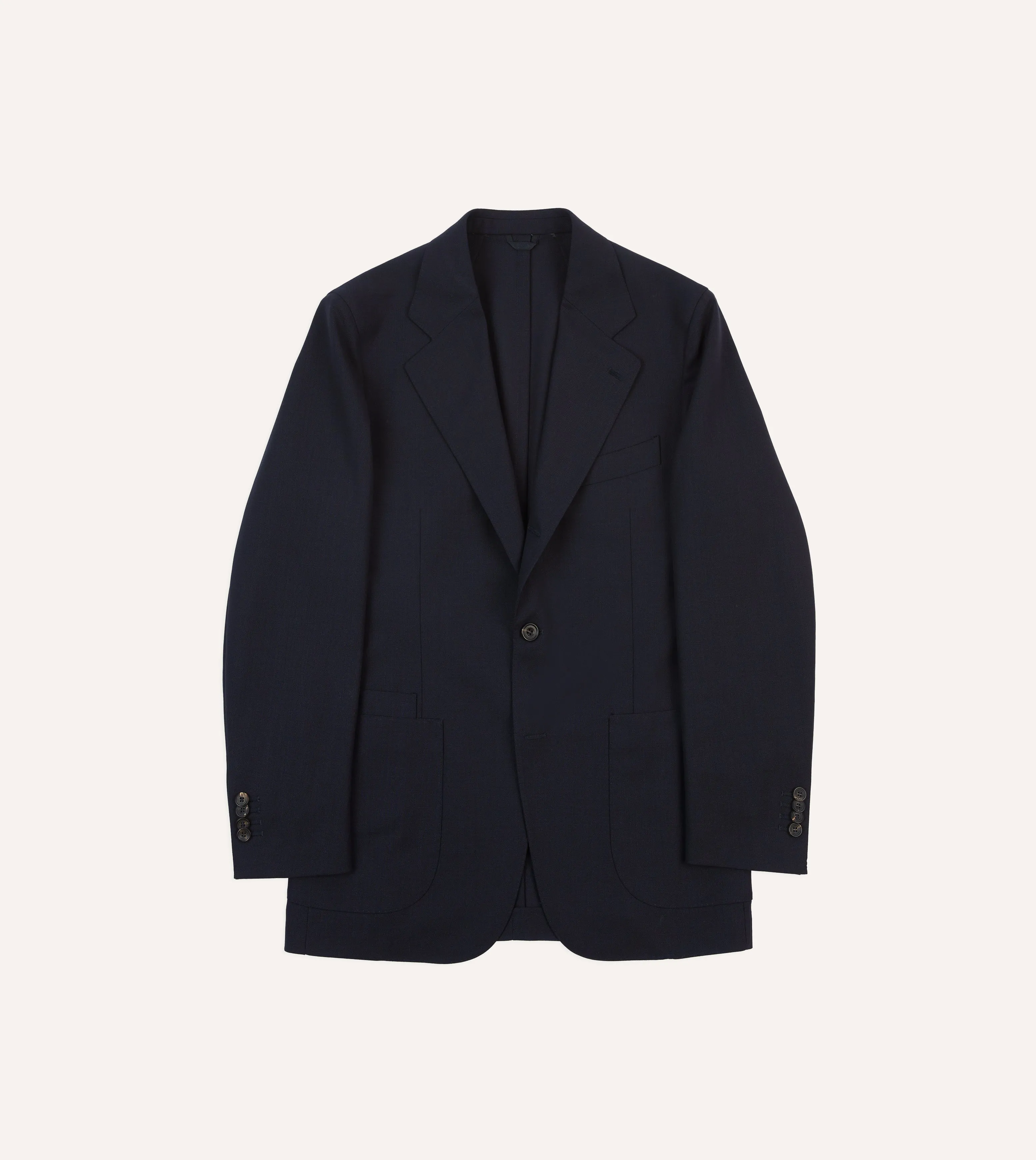 Navy Tropical Wool Tailored Jacket Stretch Panels TearResistantFabric
