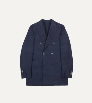 All Weather Protection Navy Tussah Silk Double-Breasted Tailored Jacket