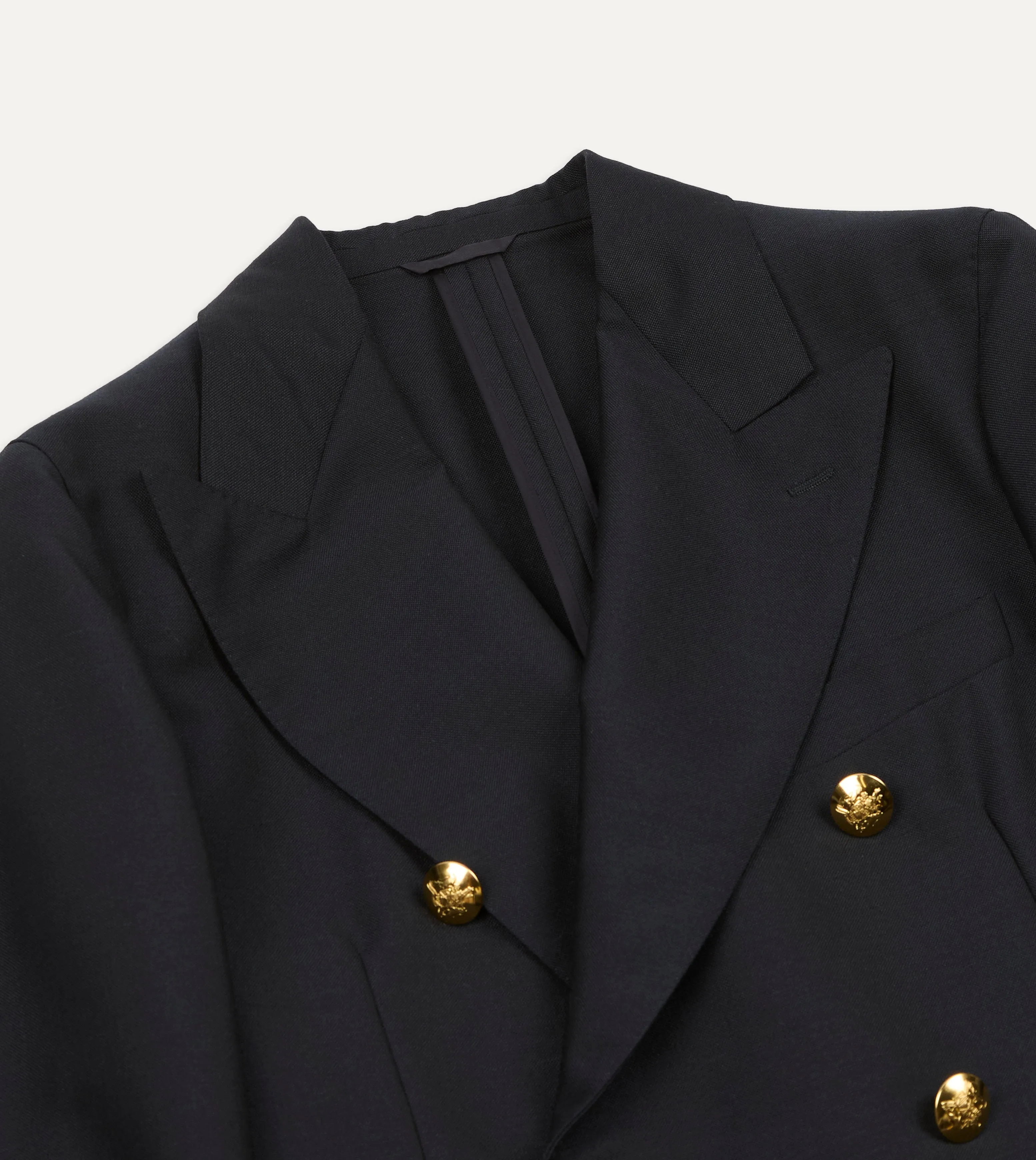 Relaxed City Style Multi Pocket Utility Navy Wool-Mohair Double-Breasted Travel Blazer