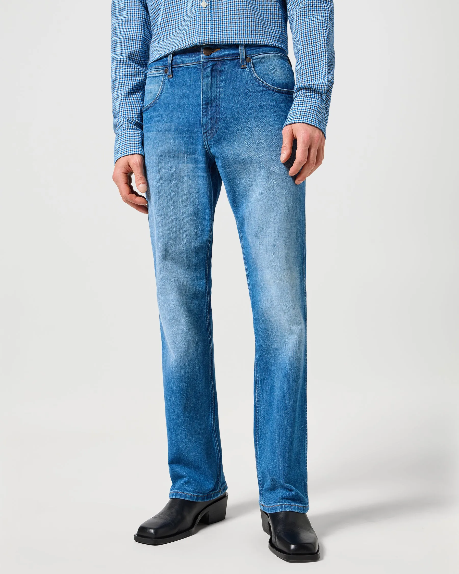 Wrangler Horizon Bootcut Mens Jeans - Prairie Blue Relaxed Style Lightweight Durable