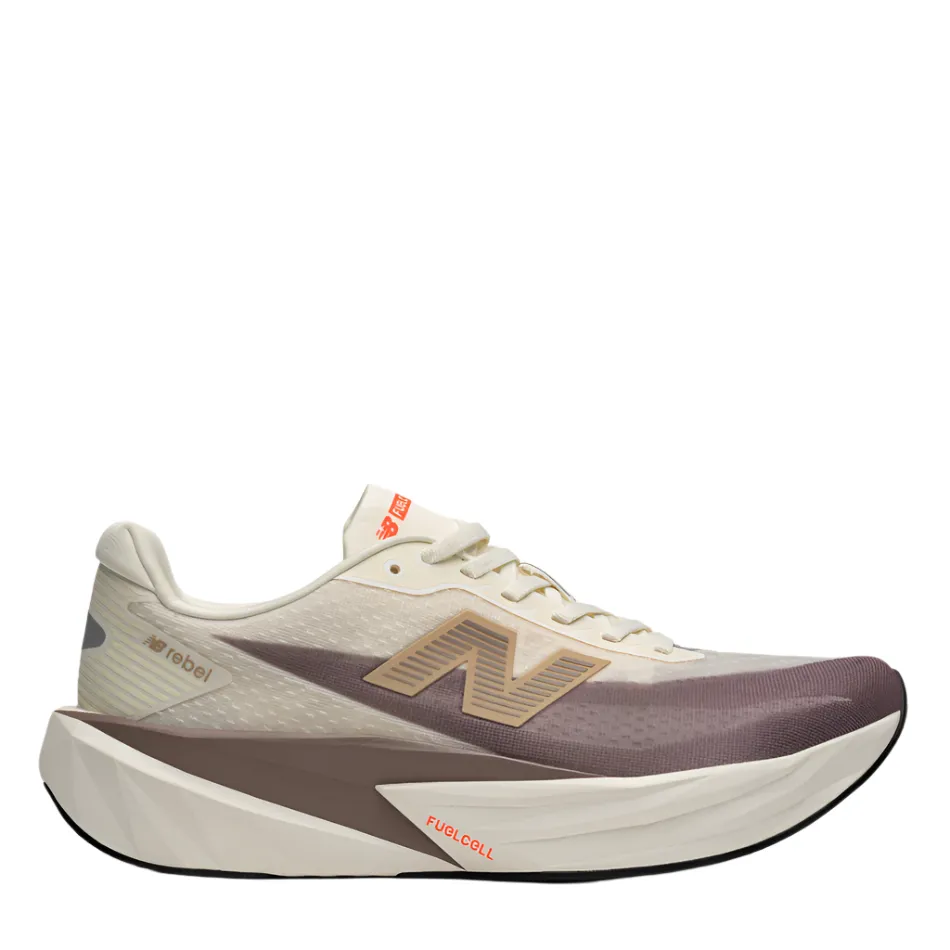 running in a community run shoes New Balance Men's Fuelcell Rebel v5 Running Shoes in Angora/Earth Shadow/Sea Salt AW25
