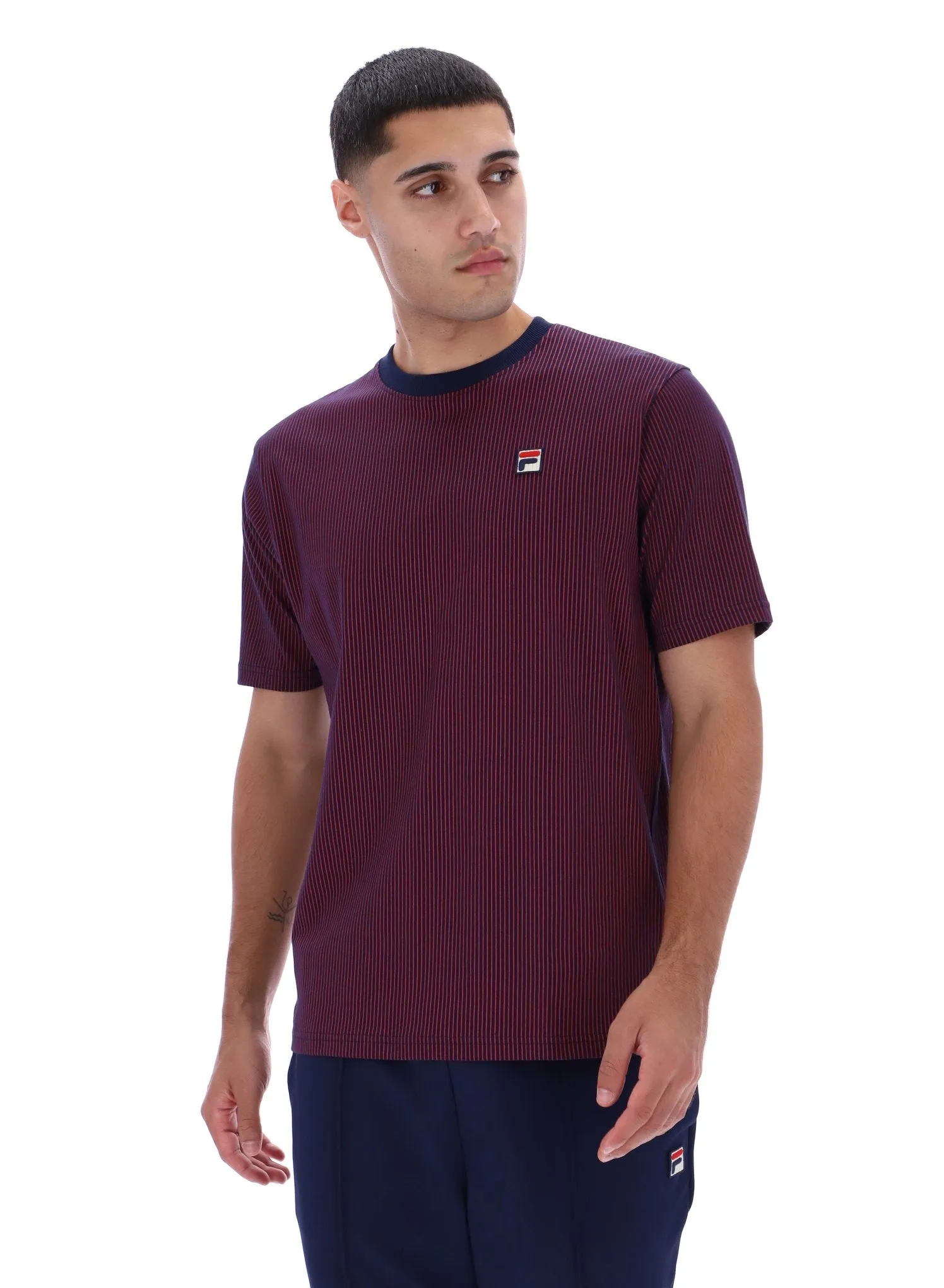 Nilo Printed Pinstripe T-Shirt Organic Cotton Blend