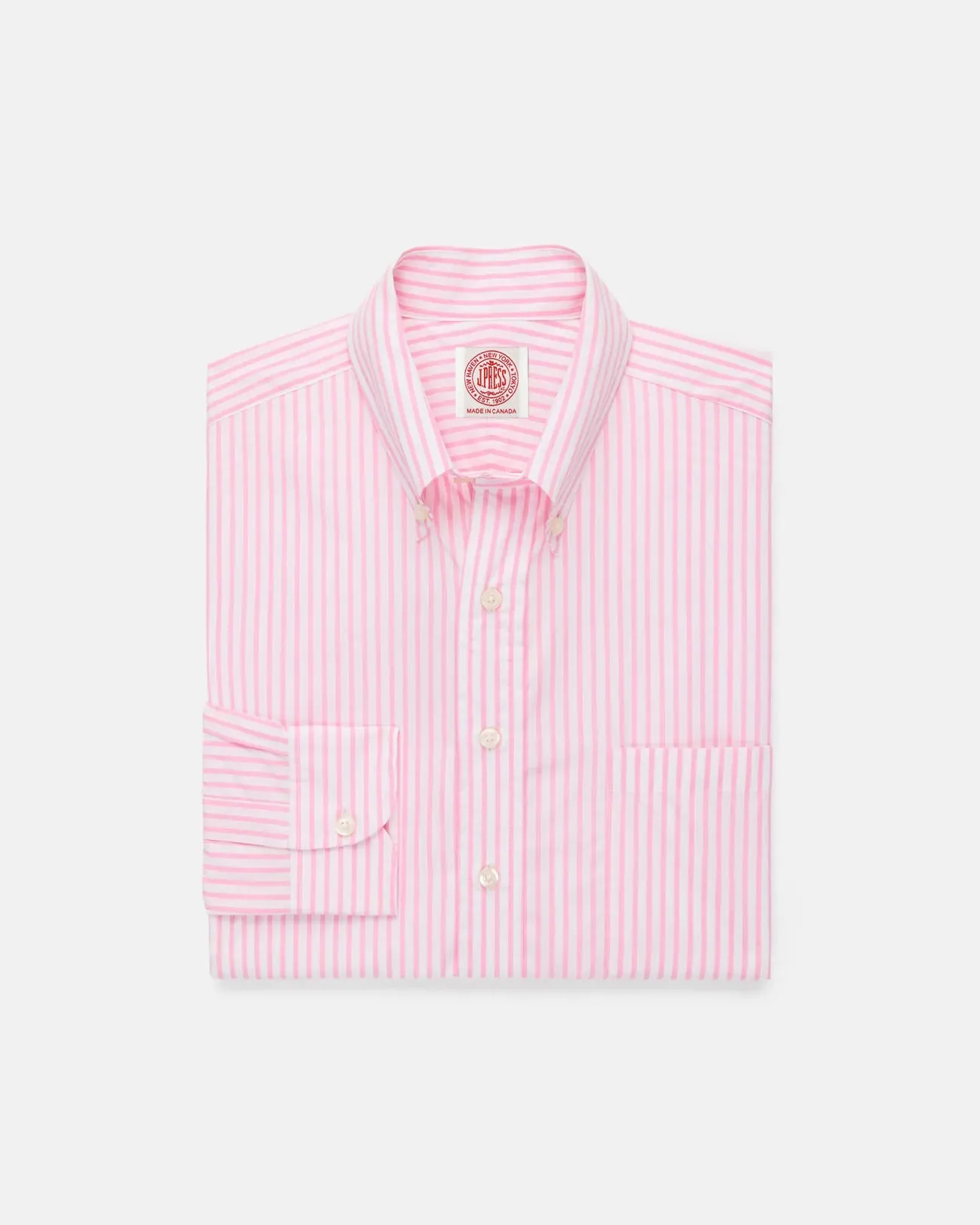 Eco-friendly Chill Fit Made-in-Canada Pink Butcher Stripe Broadcloth Button Down Shirt - Classic Fit