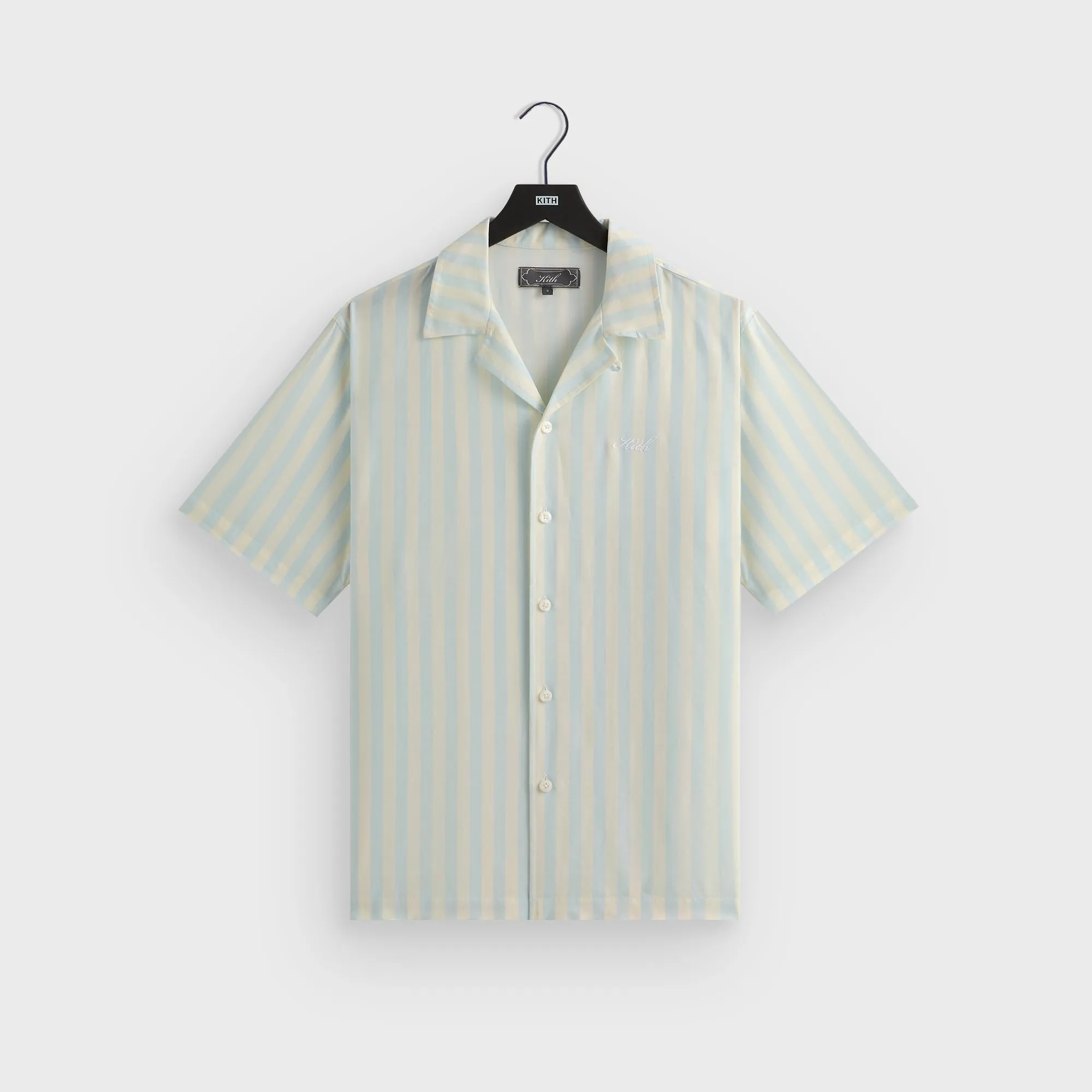 Airtight Seam Sealing Kith Striped Thompson Camp Collar Shirt - Light Indigo