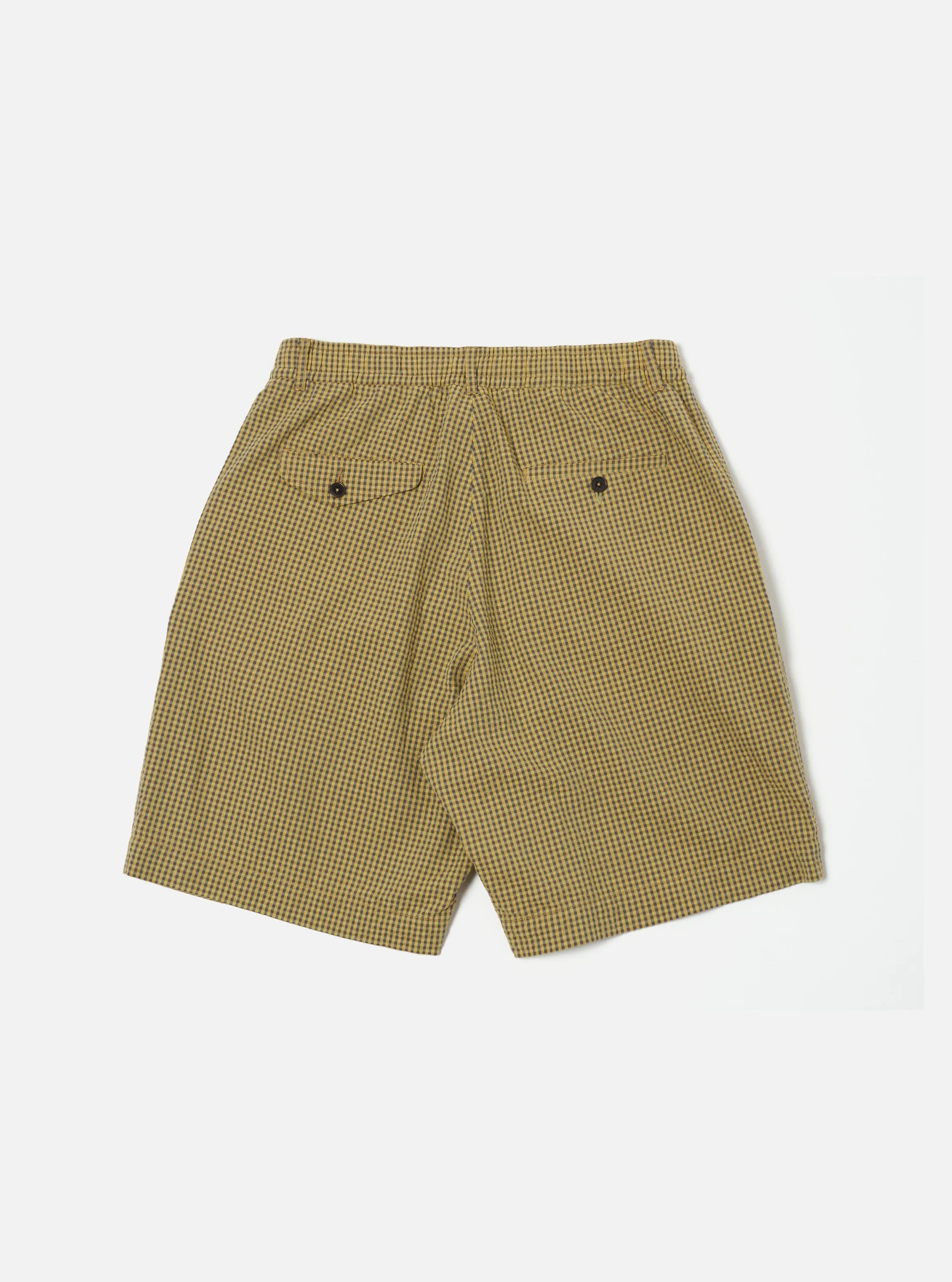 Layering Piece Yellow Japanese Seersucker Pleated Track Short