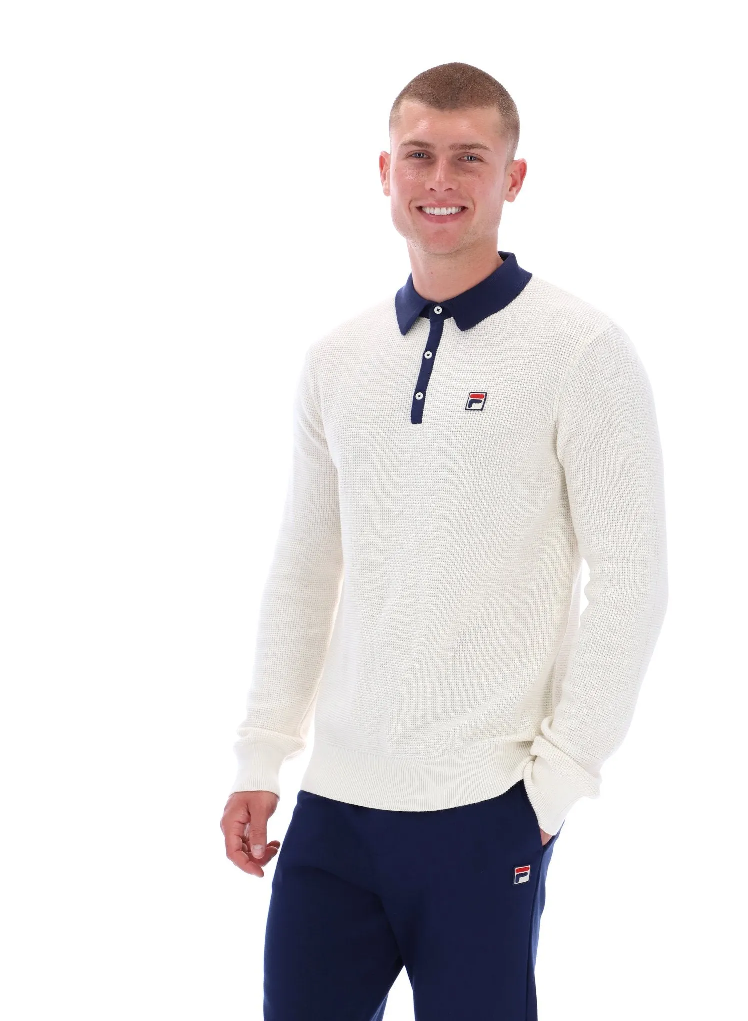 Nowell Waffle Knit Long Sleeve Polo Fade Resistant Coating Unisex style