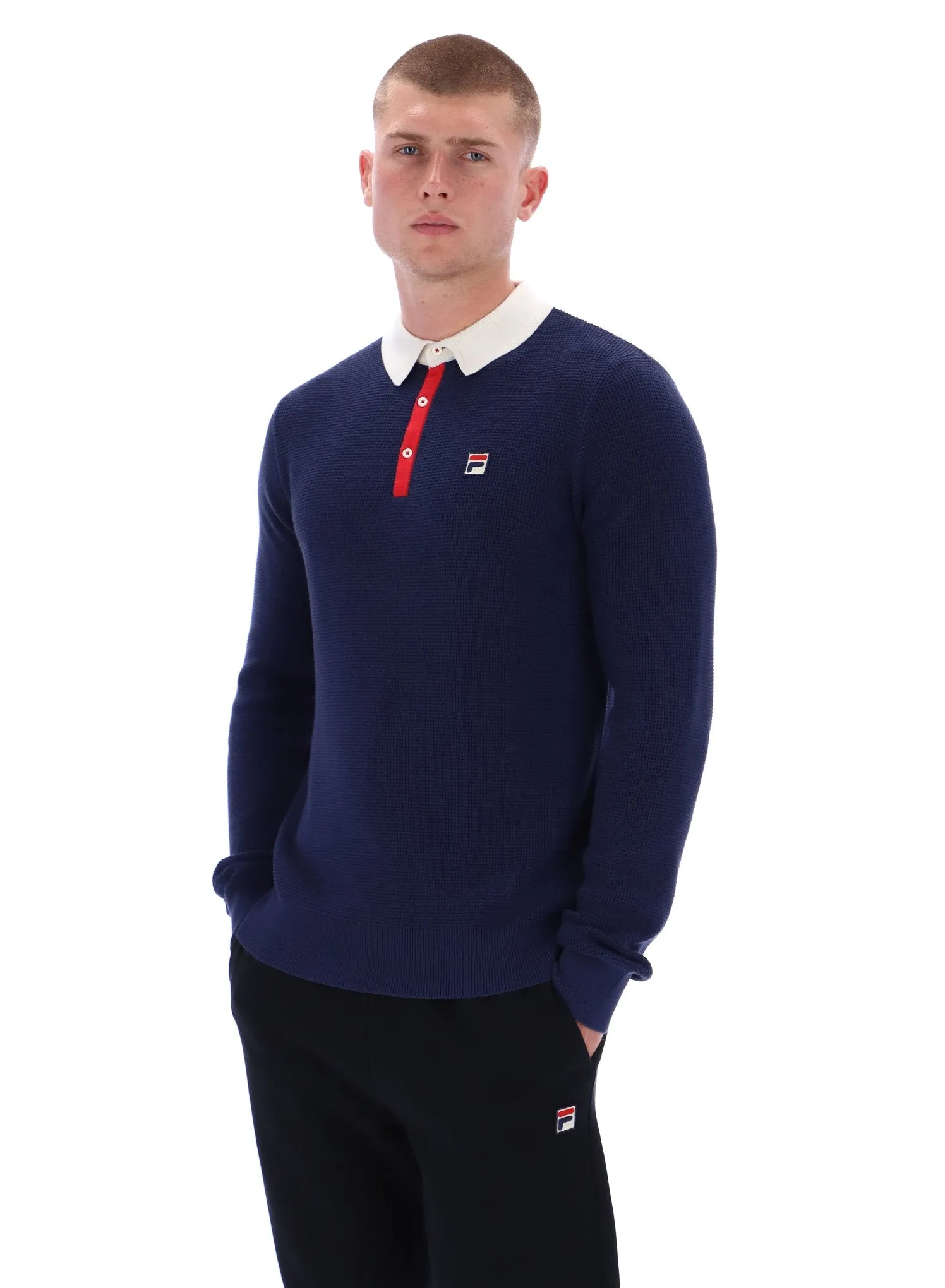Evergreen Nowell Waffle Knit Long Sleeve Polo
