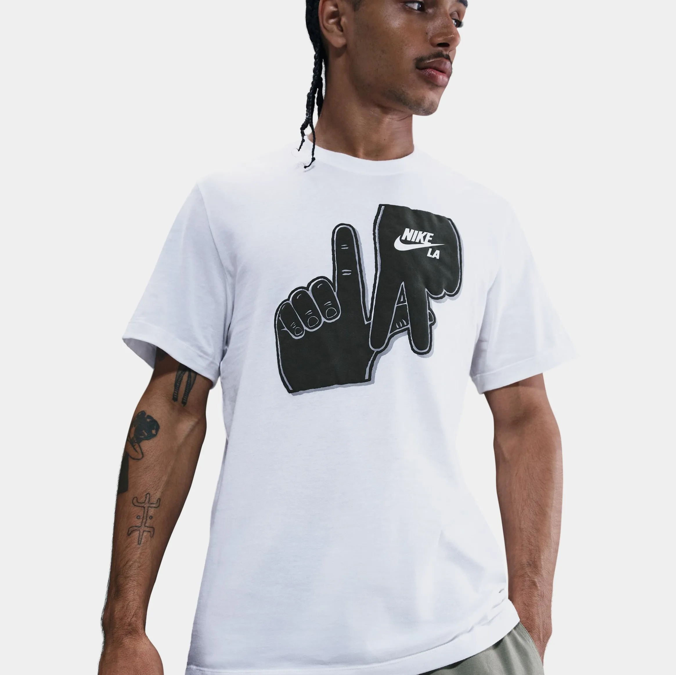 NSW Los Angeles Graphic Mens Short Sleeve Shirt (White/Black) Flexible stretch Cozy Touch