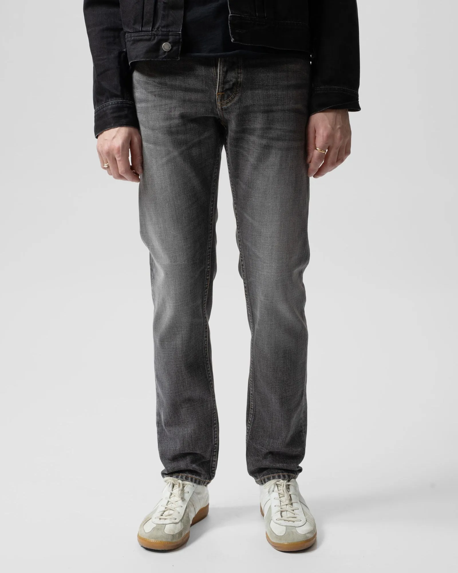 Nudie Steady Eddie II Regular Tapered Mens Jeans - Grey Crosshatch Vibrant Fashion Lover