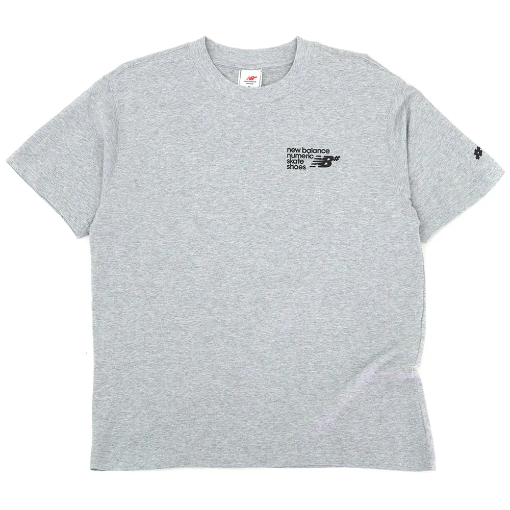 Set In Sleeve Layered Neckline Numeric Small Logo Jersey S/S T-Shirt (Grey)