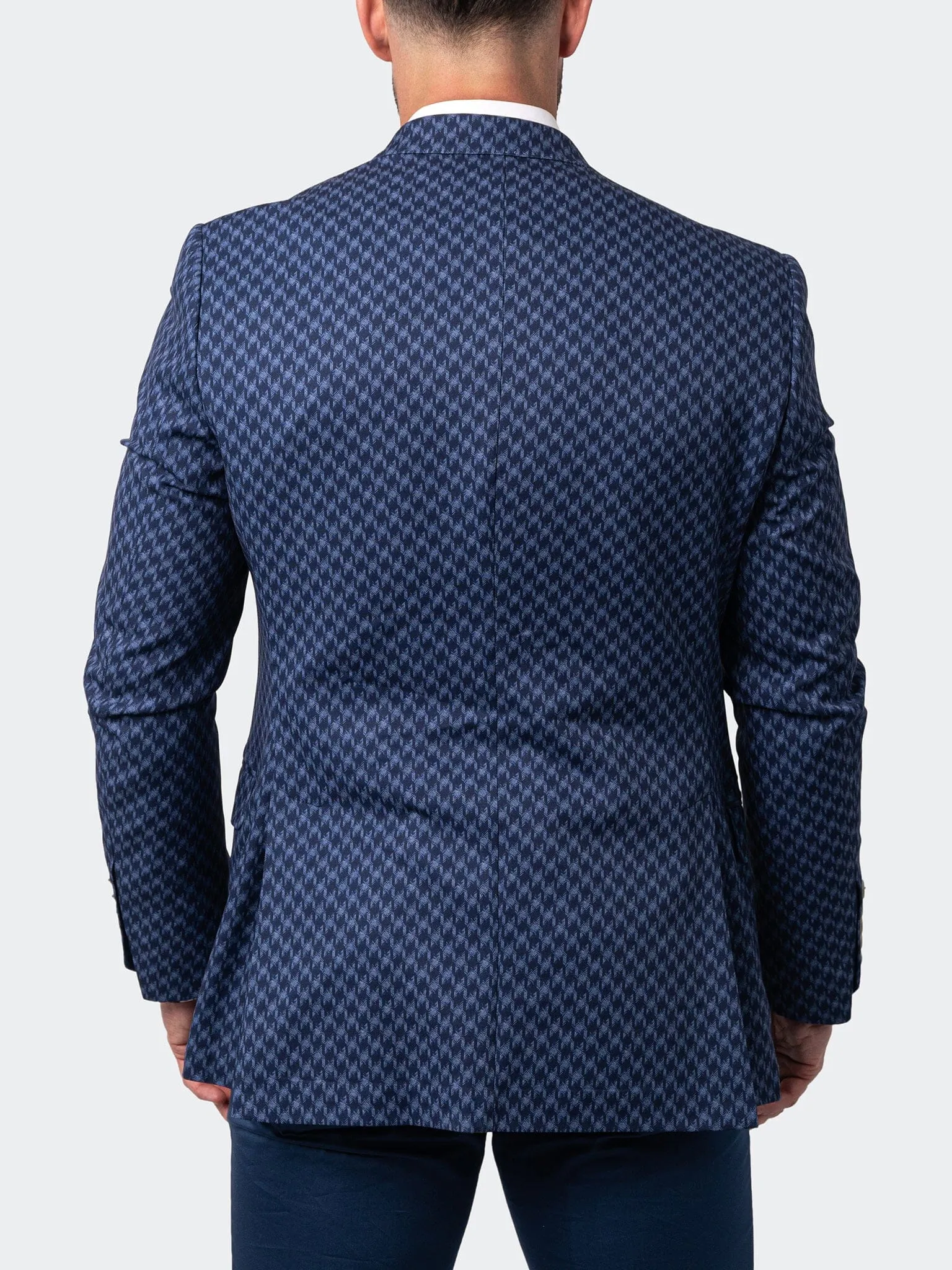 Blazer Unconstructed HoundstoothLg Blue ContouredShoulderFit