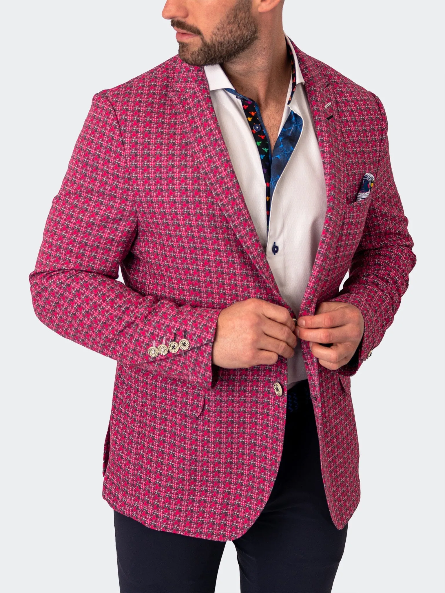 Blazer Unconstructed HerringbonePink Pink Warmth Without Bulk