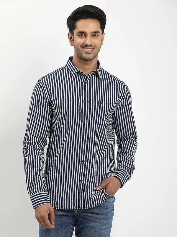 Sophisticated Elegance Edgy style Men Striped Full Sleeve Cotton Shirt