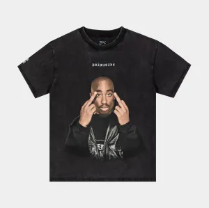 Tupac Icon Mens Short Sleeve Shirt (Brown/Black) Perfectly Fit Casual Fit
