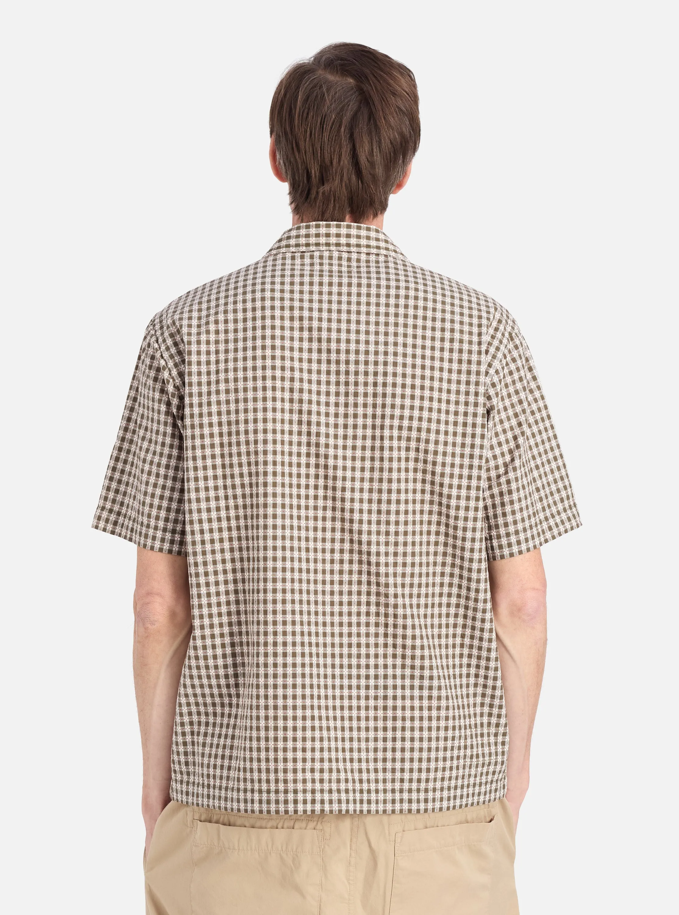 Versatile Piece Bold colors Olive Dobby Check Road Shirt