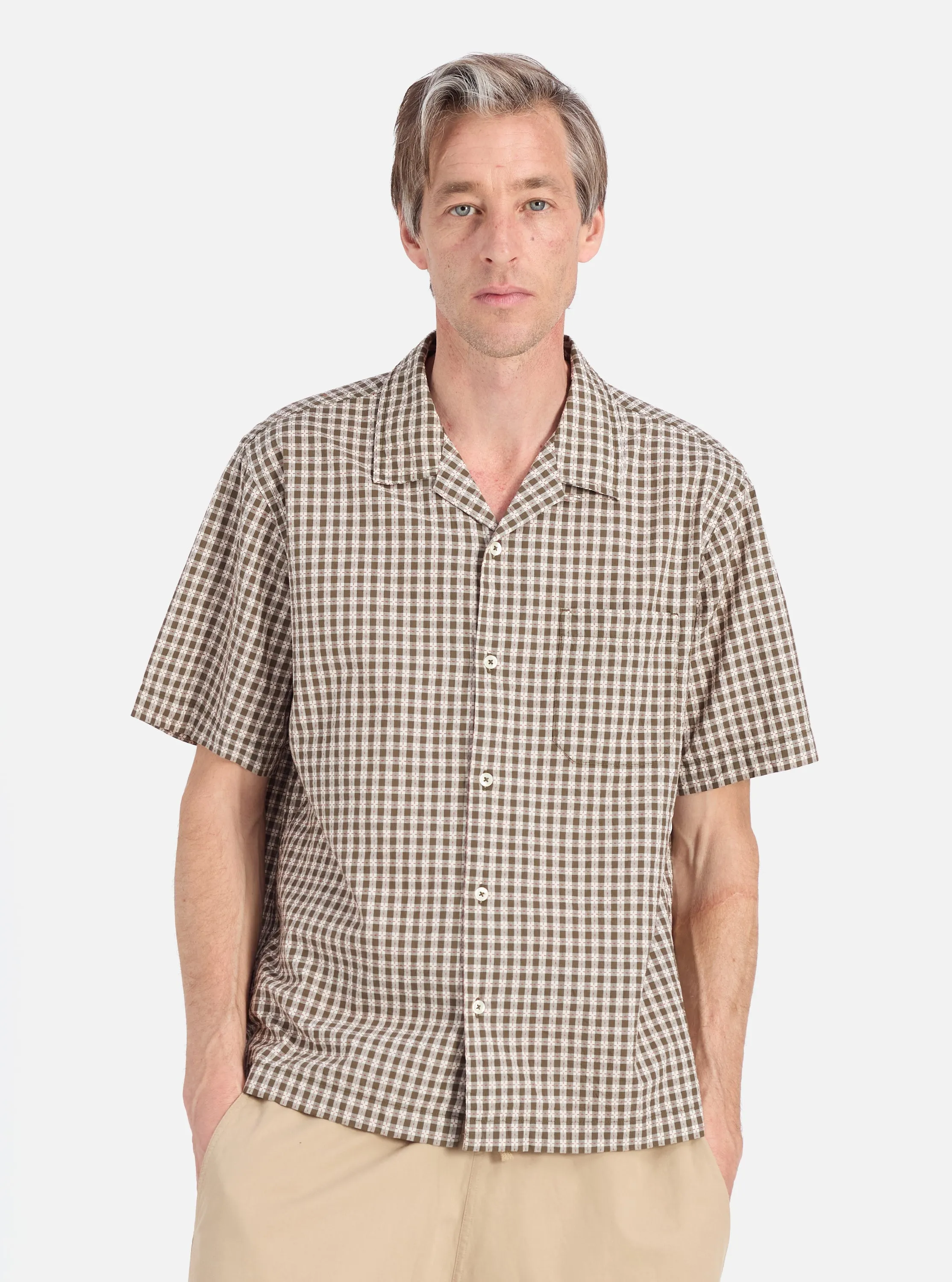 Breathable Lining Olive Dobby Check Road Shirt
