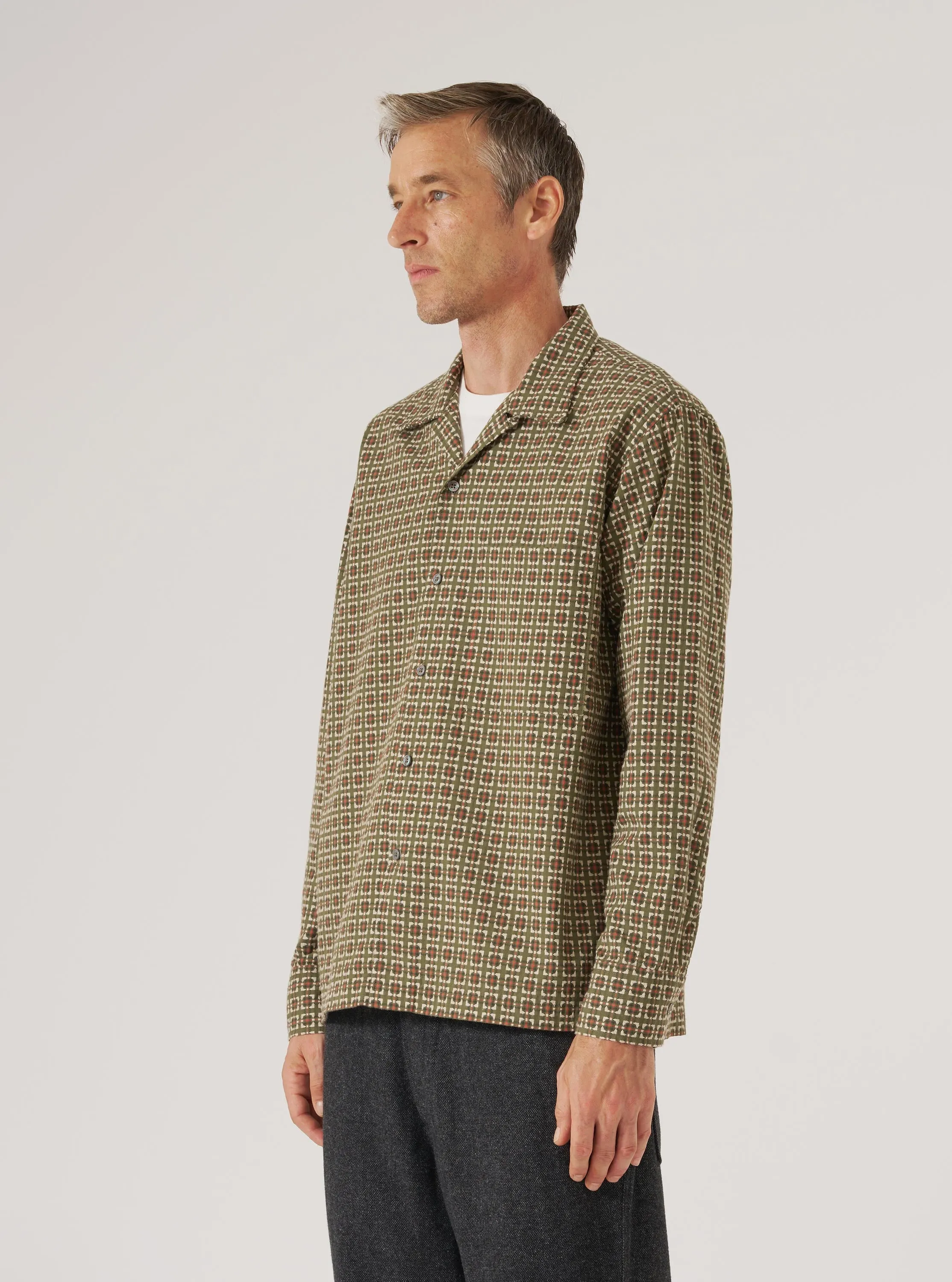 Olive Oscar Cotton L/S Camp Shirt Breathable Cotton Odor Control Fabric