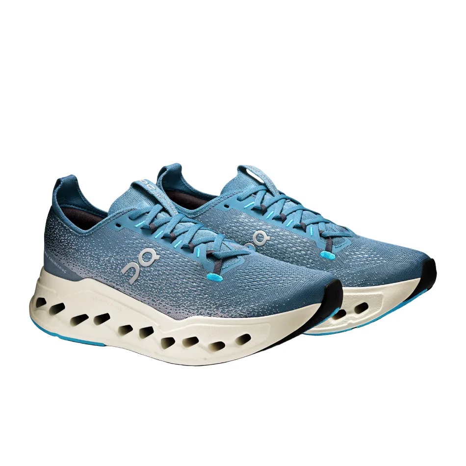On Men's Cloudsurfer Max Running Shoes in Dust/Ivory AW25 Rolling Motion Engine