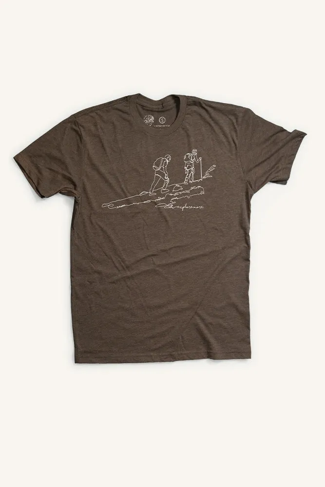 One Line Hikers Explore More T-shirt (Mens) Daily Favorite Relaxed Comfort Wear