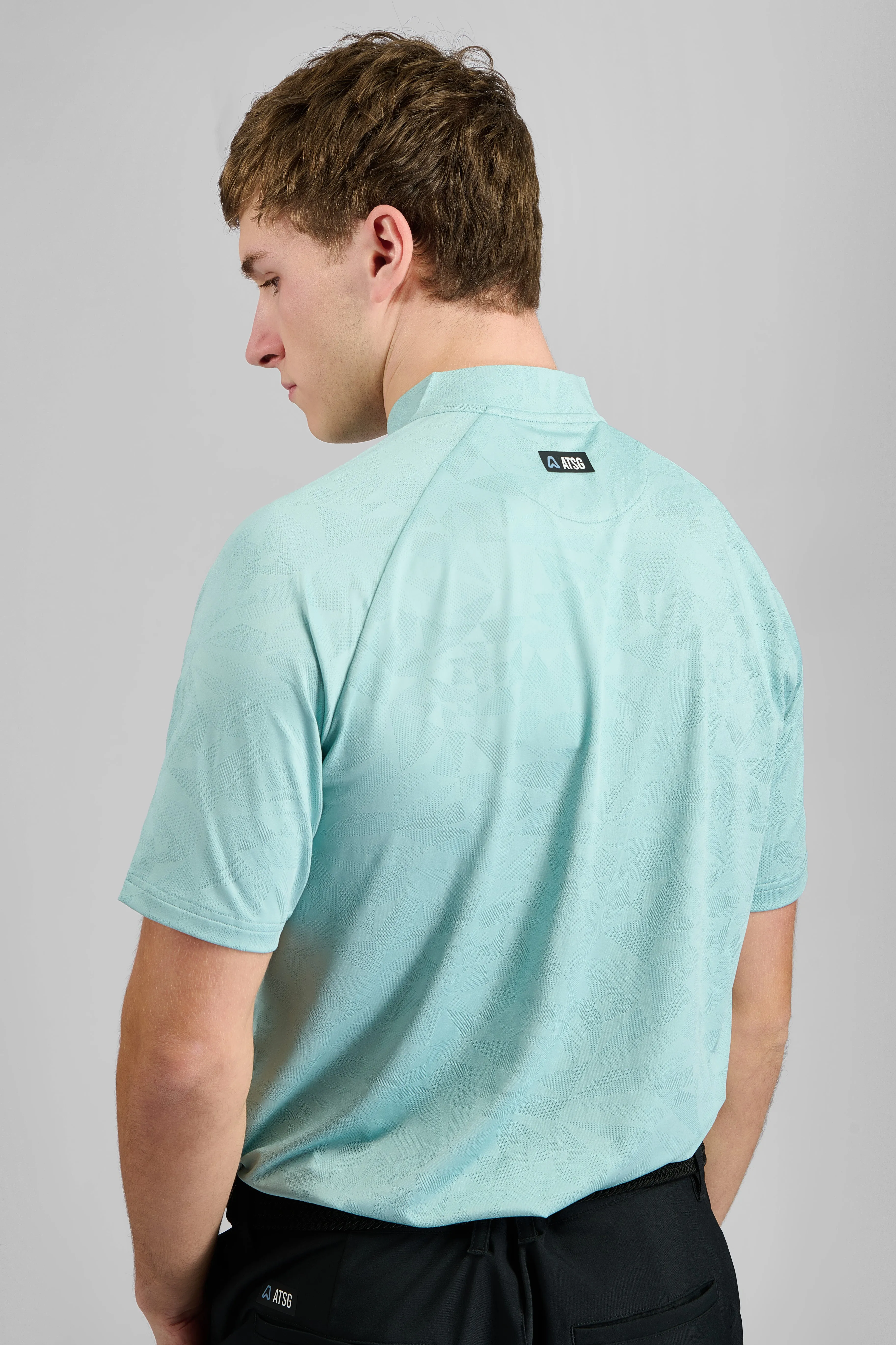 Easy Wear Daytime Look Orbit Texture Grandad Golf Polo Shirt - Fresh Mint