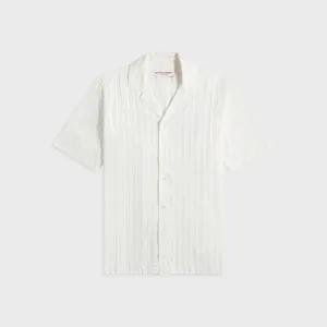 Sustainable Packaging Convertible Silhouette Orlebar Brown Maitan Tonal Chenille Stripe Shirt - White