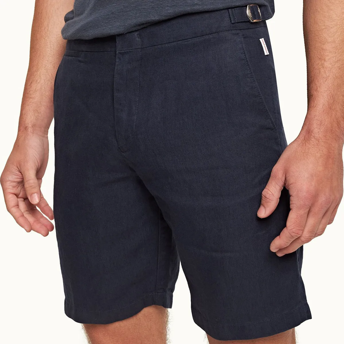 Orlebar Brown - Norwich Linen Tailored Shorts in Navy school wear