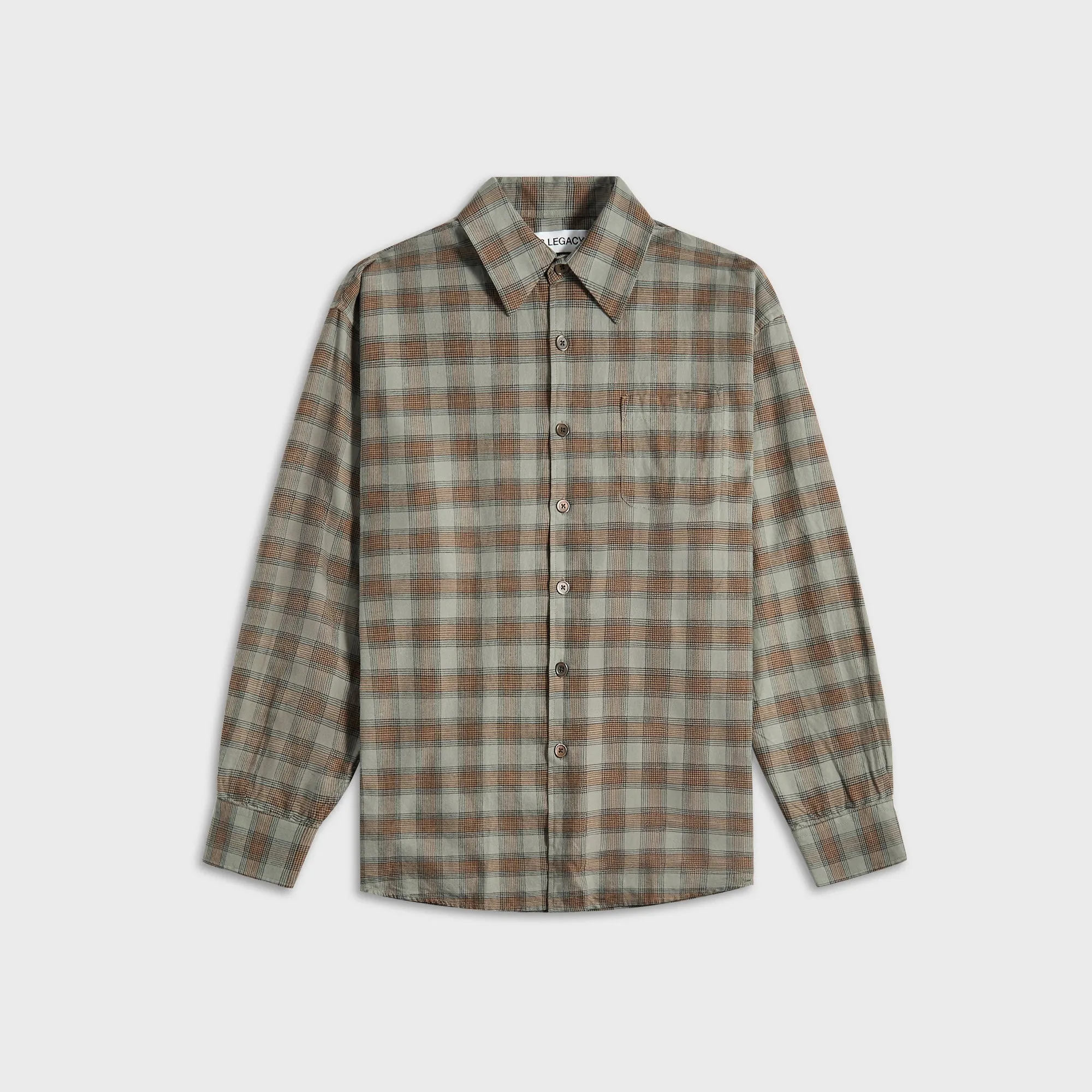Flatlock stitching Neutral Fit Design Our Legacy Borrowed Shirt - Iowa Flannel Check