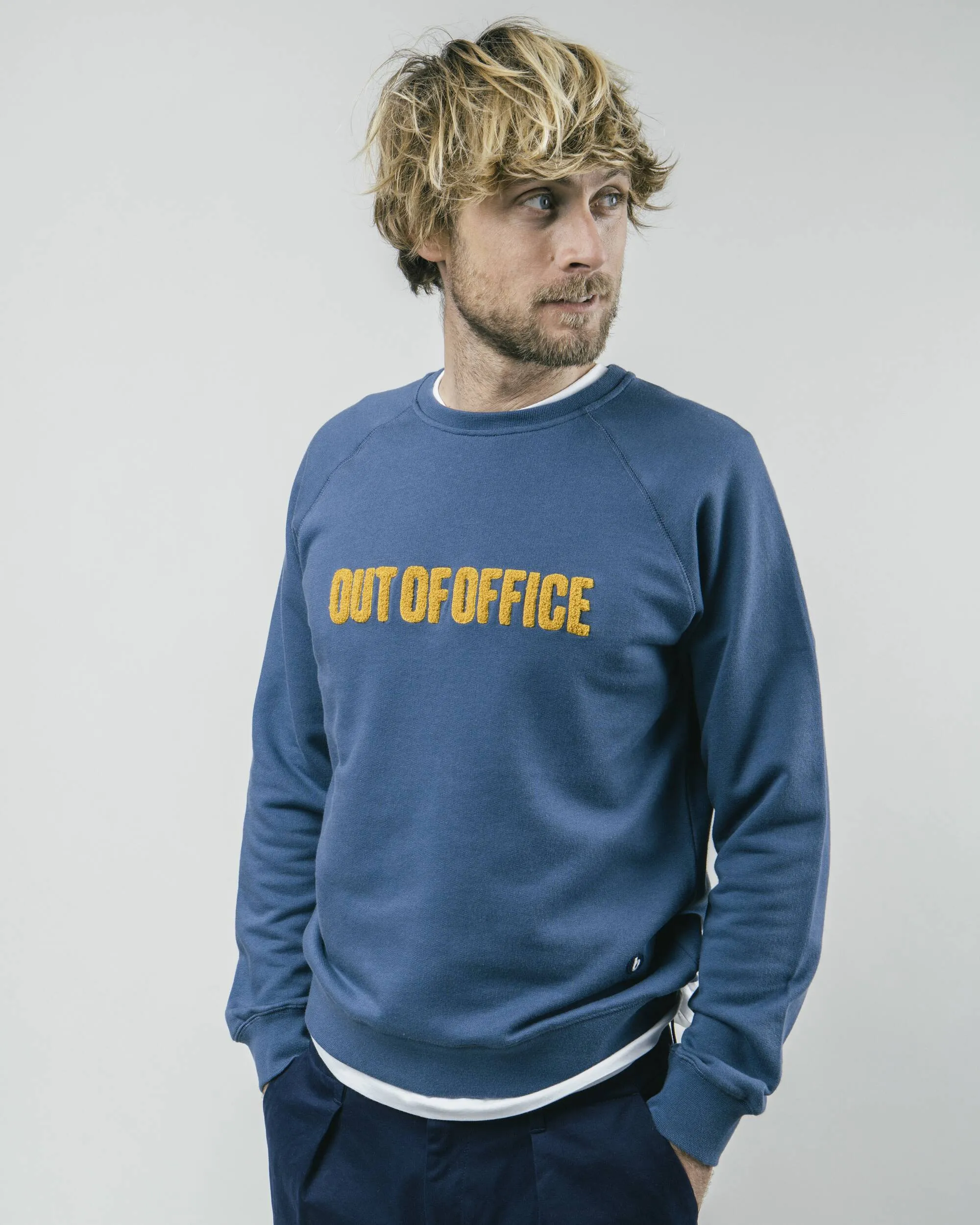 Out of Office Cotton Sweatshirt Blue Active Wear Look Stylish Wear