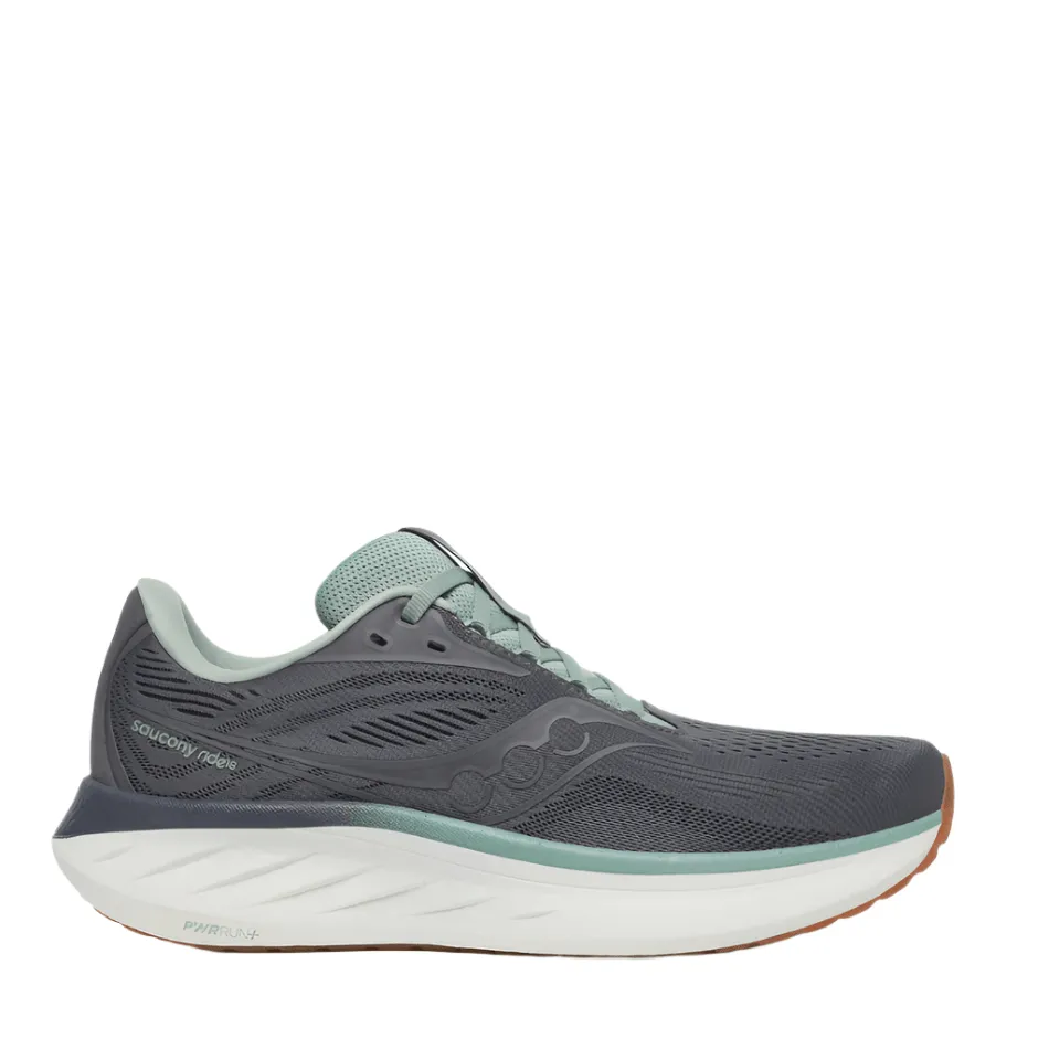 Saucony Men's Ride 18 Running Shoes in Carbon/Iceberg AW25 indoor - outdoor modern running shoes