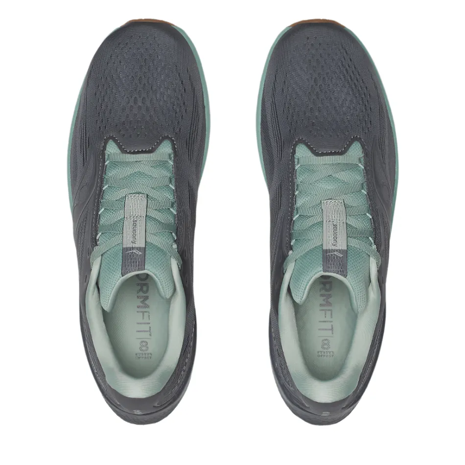 Bouncy Cushion Compound Saucony Men's Ride 18 Running Shoes in Carbon/Iceberg AW25