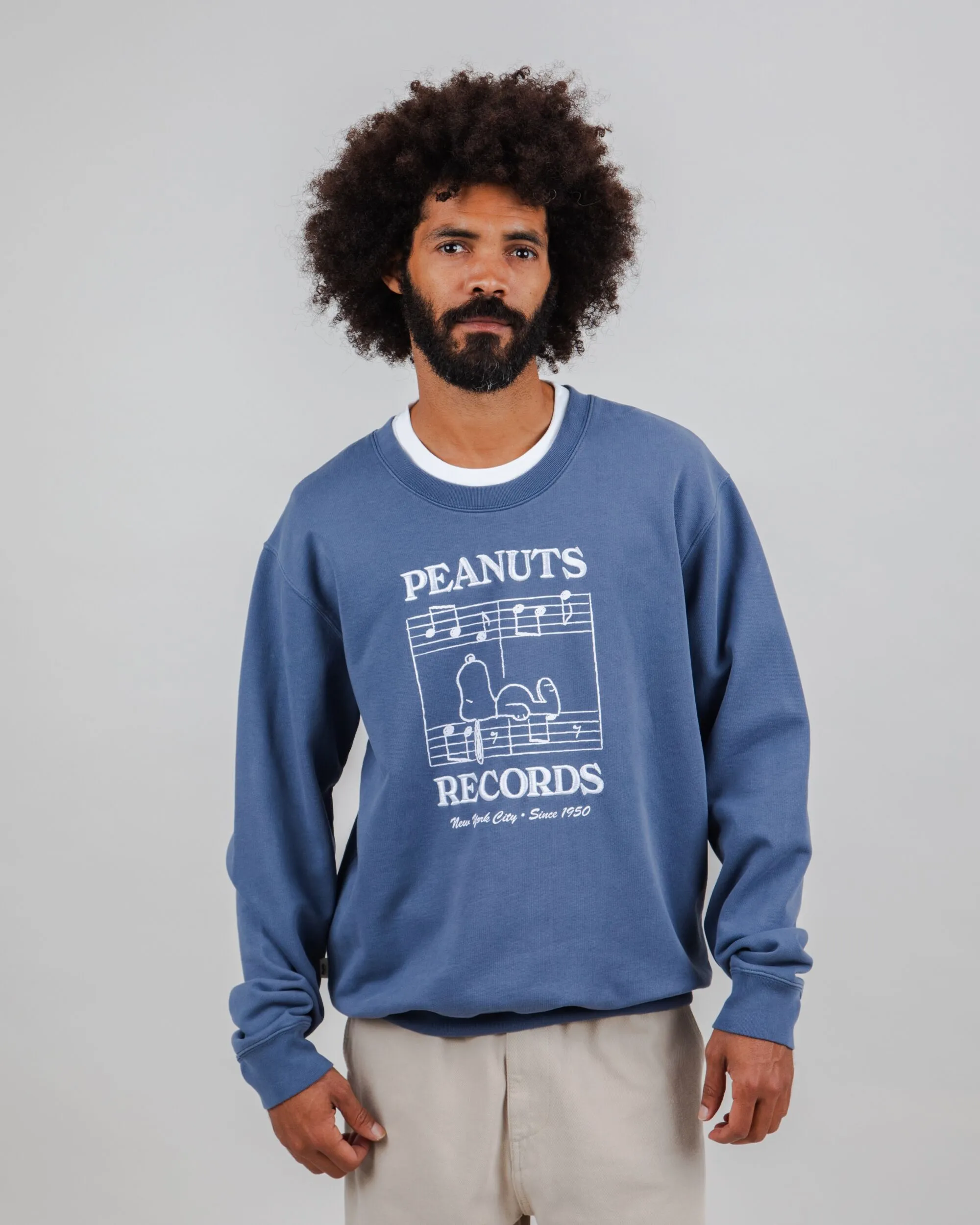 City Cool Casual Fit Peanuts Classic Records Sweatshirt Blue